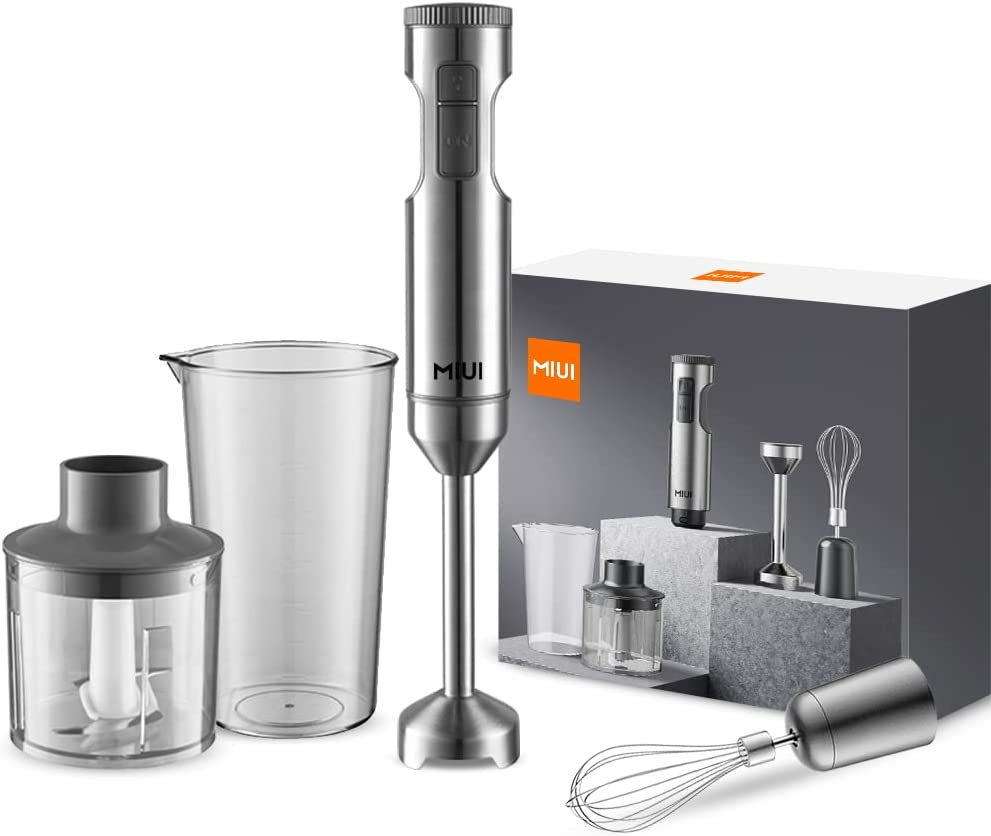 MIUI Hand Immersion Blender, Powerful 1000W 4-In-1, 9-Speed Immersion Multi-Purpose Stainless Steel Stick Blender,700Ml Mixing Beaker,500Ml Food Processor,Whisk image number 4