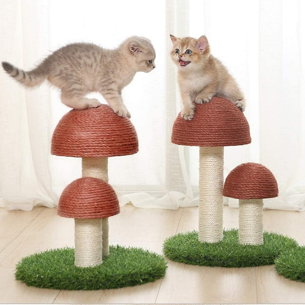 Cat Tree Tower, Mushroom Cat Scratching Post Kittens Furniture Climber Cat Activity Centres with Sisal Scratching Posts for Kittens Playing, Relaxing, Sleeping, Brown, OPPT01/159/2076 image number 4