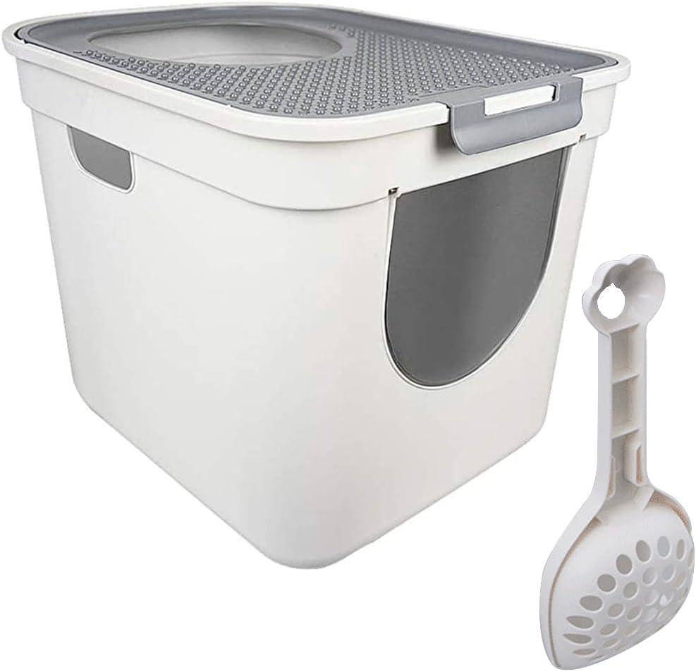 Enclosed Litter Box,Kitty Toilet Hood,Cat Potty with Scoop,Separate Entry and Exit Door,Detachable Pet Litter Case,Large Litter Container image number 4