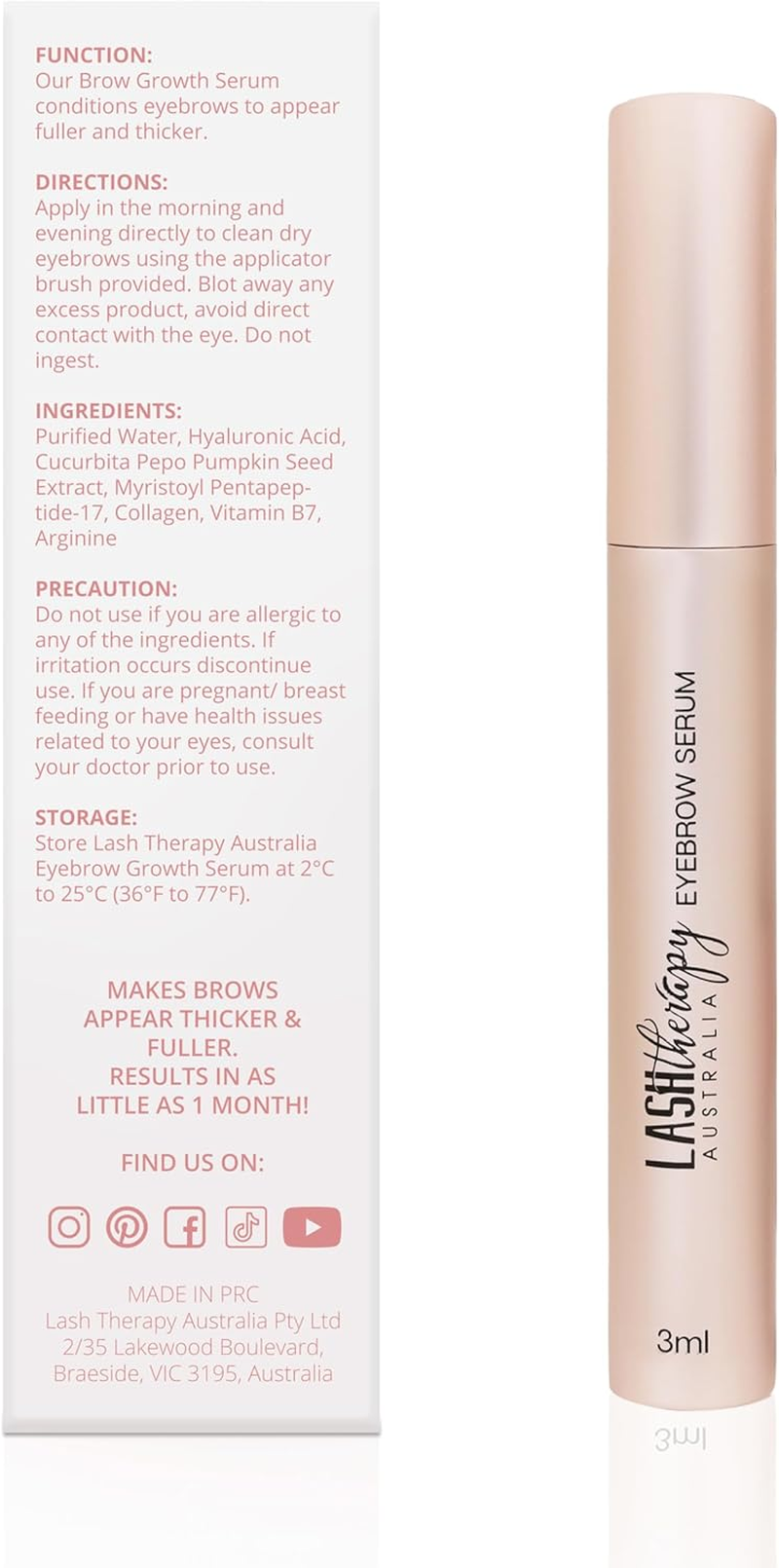 Lash Therapy Australia Eyebrow Growth Serum for Thicker, Fuller Brows (Not Eyelash Serum) image number 6