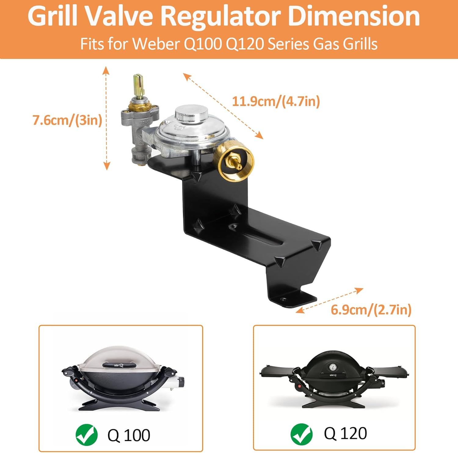 80477 Grill Valve Regulator for Weber Q100 Q120 Series Gas Grills, Regulator Compatible with Weber516002, 516501, 386001, 386002 Grill Models, Replacement for Weber 80477 Gas Regulator image number 1