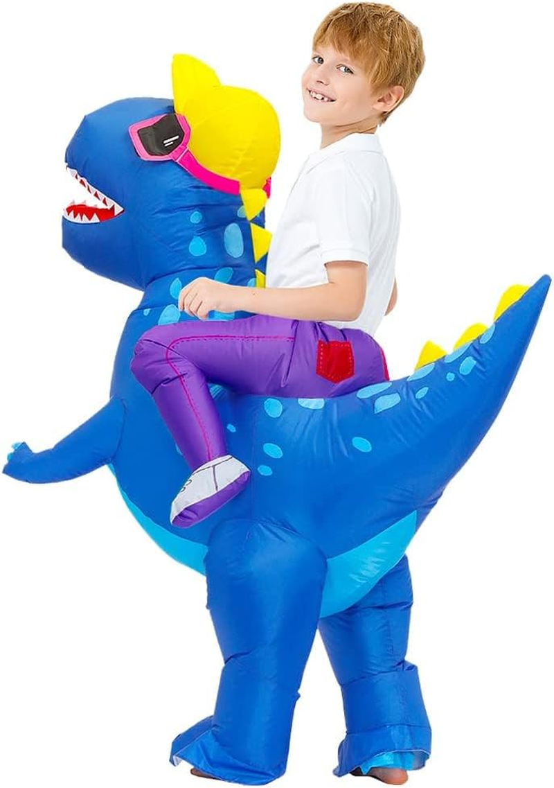 Inflatable Dinosaur Costume Riding T-Rex Air Blow up Easter Costume. Suitable for Outdoor Activities, Parties, Blue image number 2