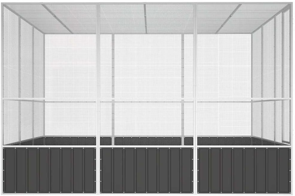 Bird Cage Anthracite 302.5X324.5X211.5 Cm Galvanised Steel Large Outdoor Aviary image number 3