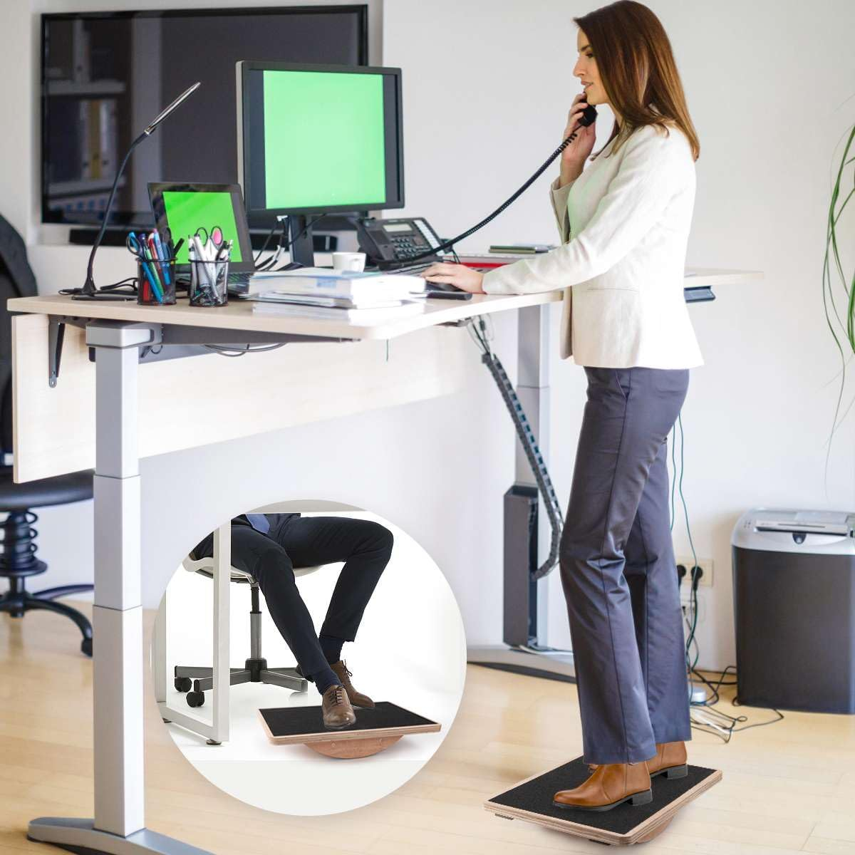 Wobble Board for Adults - Anti-Slip Balance Board for Physical Therapy, Standing Desk, Core Strength - Wooden Rocker Board image number 5