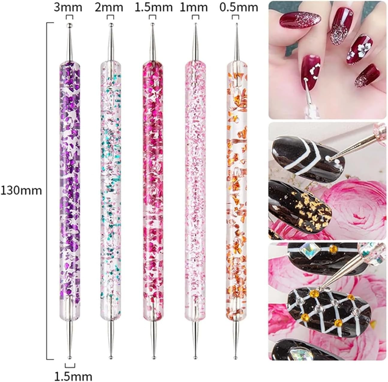 31Pcs Nail Art Brushes and Nail Art Tools Set, Nail Art Design Pen Painting Tools, Acrylic Nail Brush, Nail Dotting Tools, Striping Nail Art Brushes for Long Lines, Nail Drawing Pen for Gel Polish Manicure Salon DIY at Home image number 5