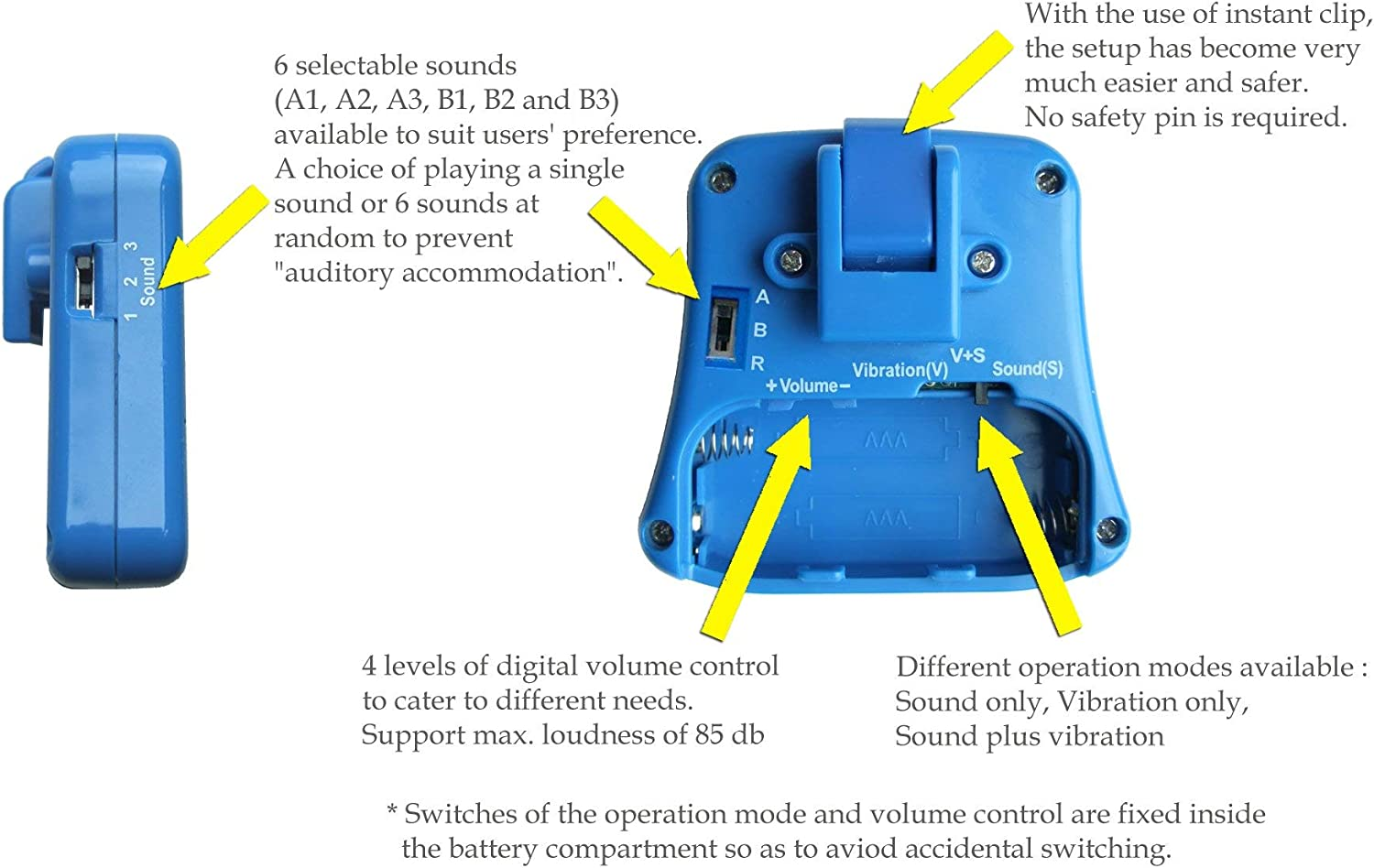 New Dryeasy Bedwetting Alarm with Volume Control, 6 Selectable Sounds and Vibration image number 4