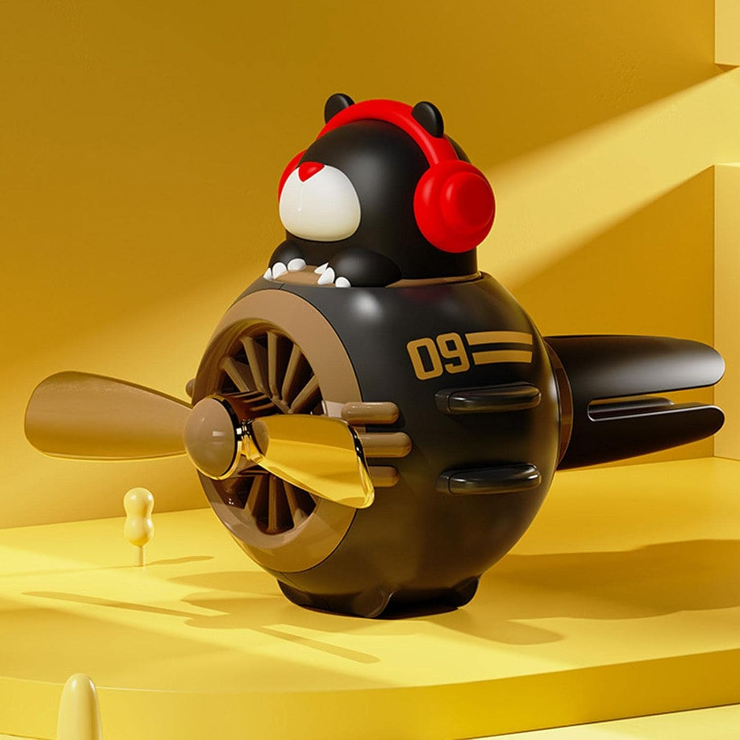 Diffuser Car Propeller,Cute Bear Pilot Car Air Freshener Propeller Fan - Rotating Propeller Automotive Air Fresheners Car Accessories Air Outlet Vent Fresheners Aromatherapy Ornament For - 2 Pcs Single Attribute image number 3