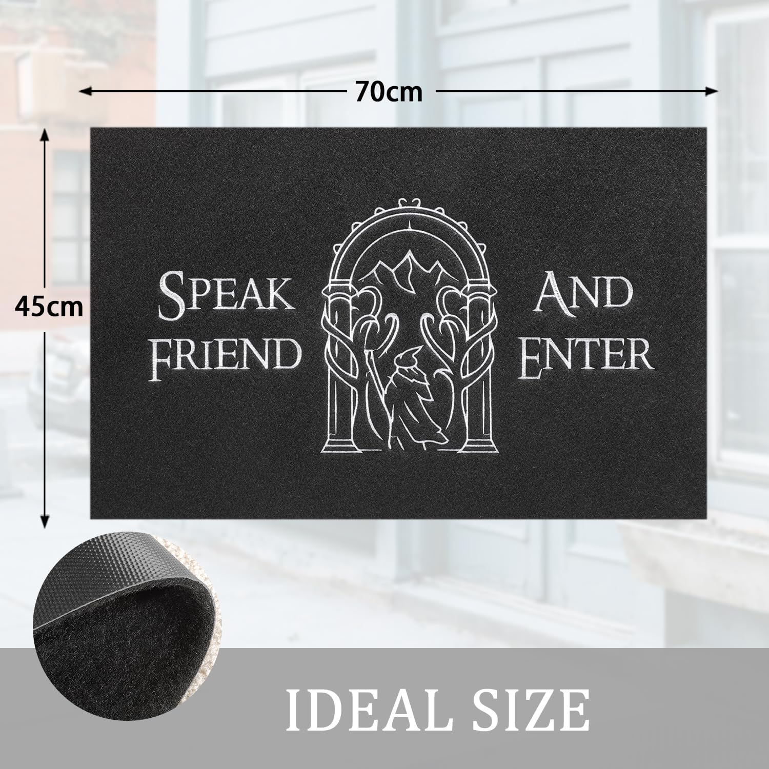 AAZZKANG Funny Door Mats Outdoor Welcome Mat with Non Slip Rubber Backing Easy to Clean Speak Friend and Enter Doormat for Indoor,Entryway,Front Door image number 2