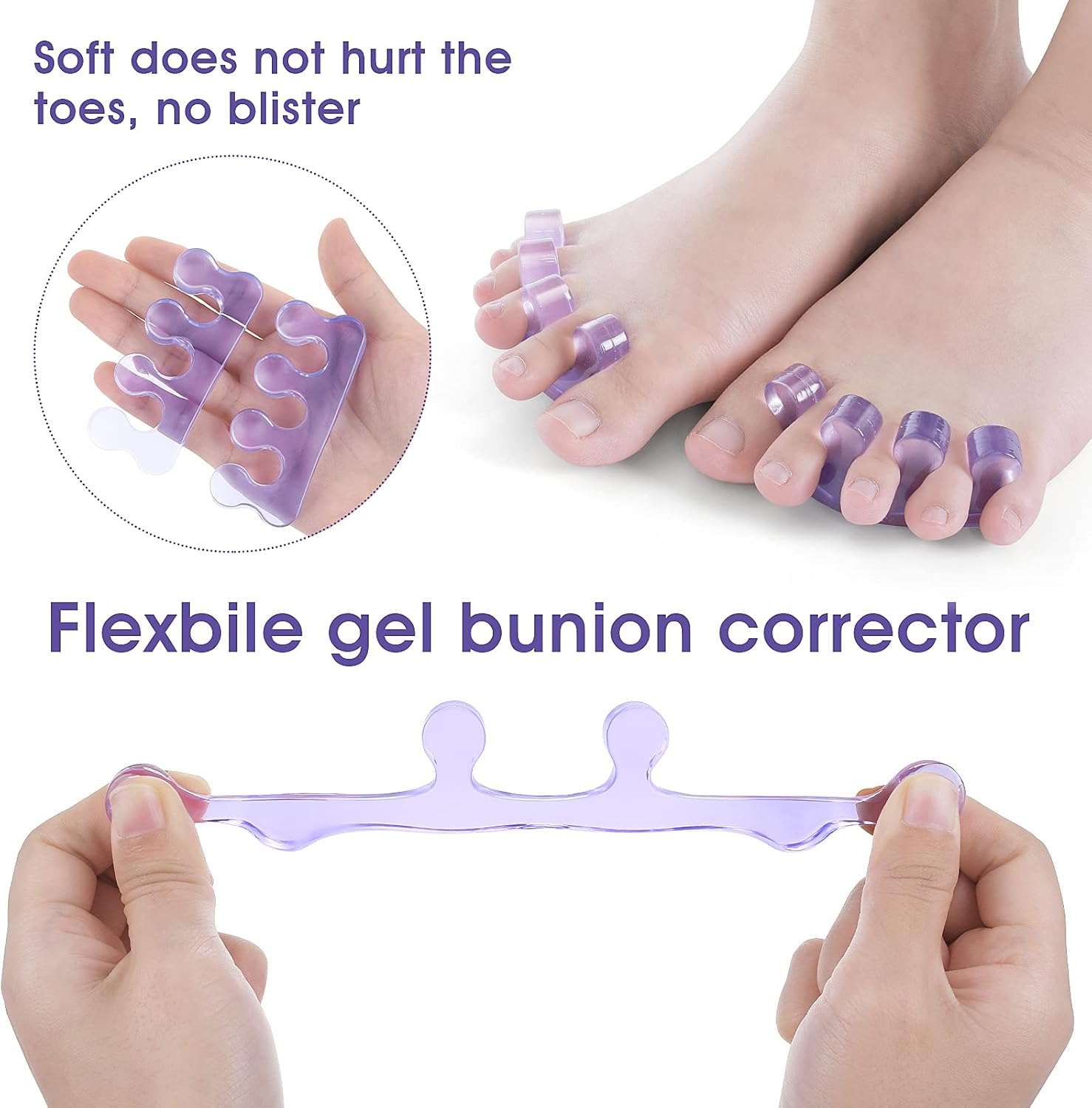 Molain 4Pcs Toe Separators Pedicure,Pedicure Toe Separators,Repeatable Washable Toenail Dividers,Toe Separators for Nail Polish Application image number 4