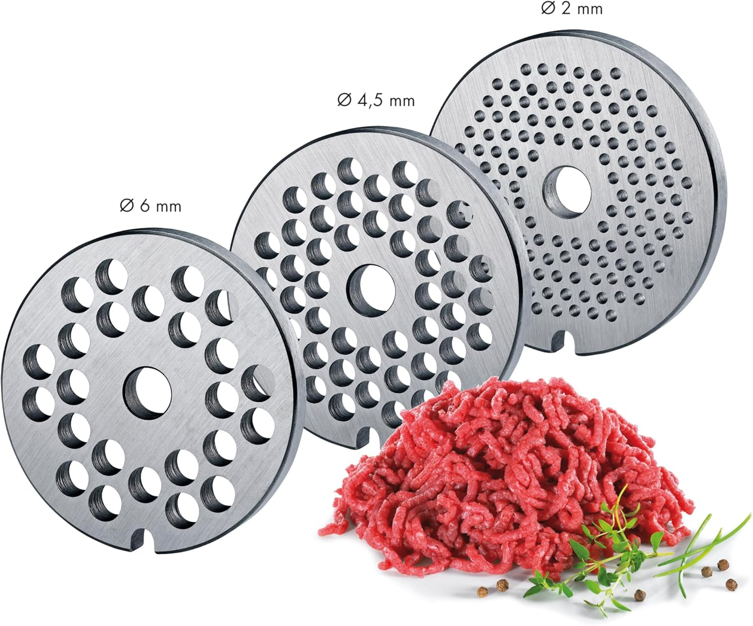 K&uuml;chenprofi Solido Stainless Steel Mincer 2.0 Manual Including 3 Perforated Discs, Biscuit Attachment and 3 Sausage Filling Attachments, with Extra Large Table Clamp 12 X 10 X 40 Cm