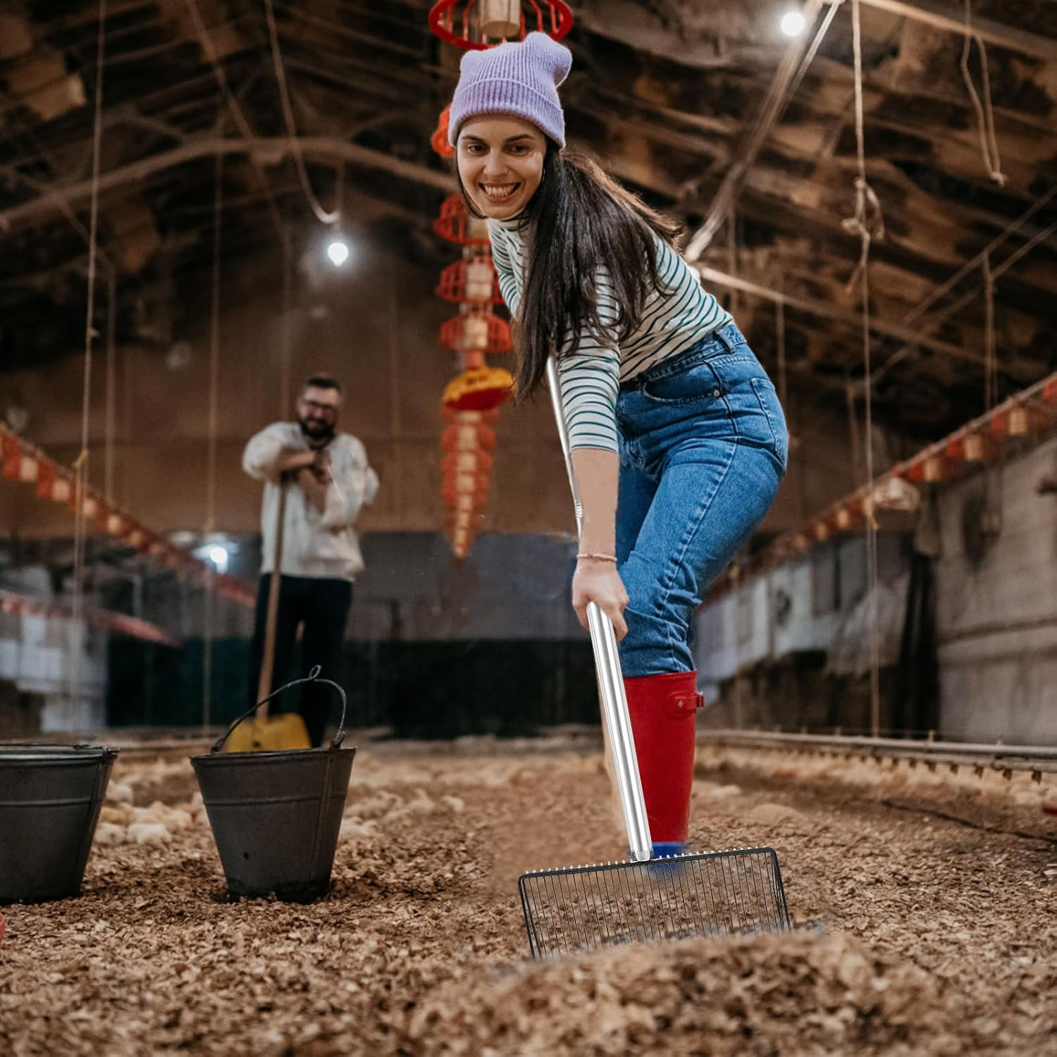 DJAPWPX Chicken Poop Scooper with 54.7 Inch Handle Sturdy Chicken Litter Scooper Removable Chicken Pooper Scooper Efficient Chicken Poop Shovel for Chicken Goat Poop Cat Litter image number 5