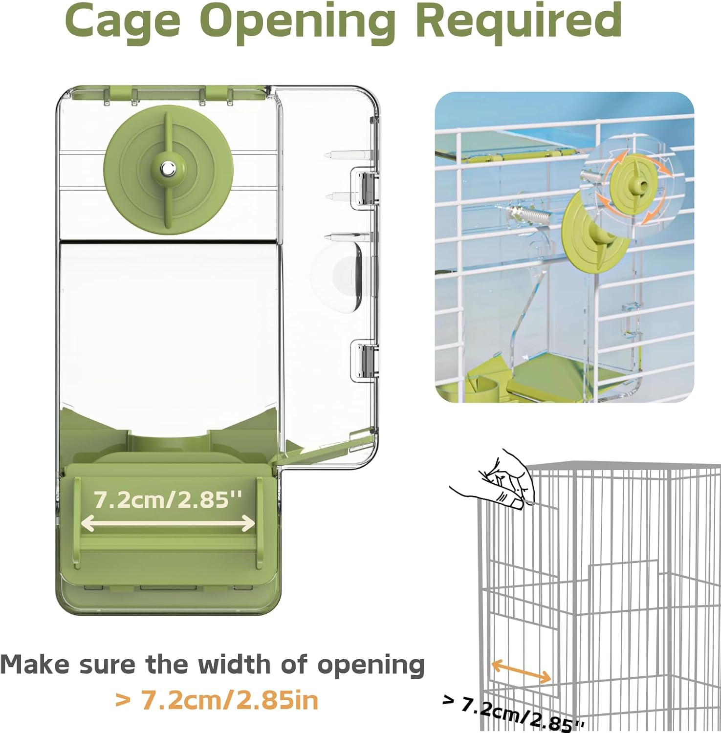 Automatic Bird Feeder, No Mess Bird Cage Feeder with Perch Multi-Functional Holder for Fruits Vegetables for Parakeet Canary Cockatiel Finch (Green) image number 3