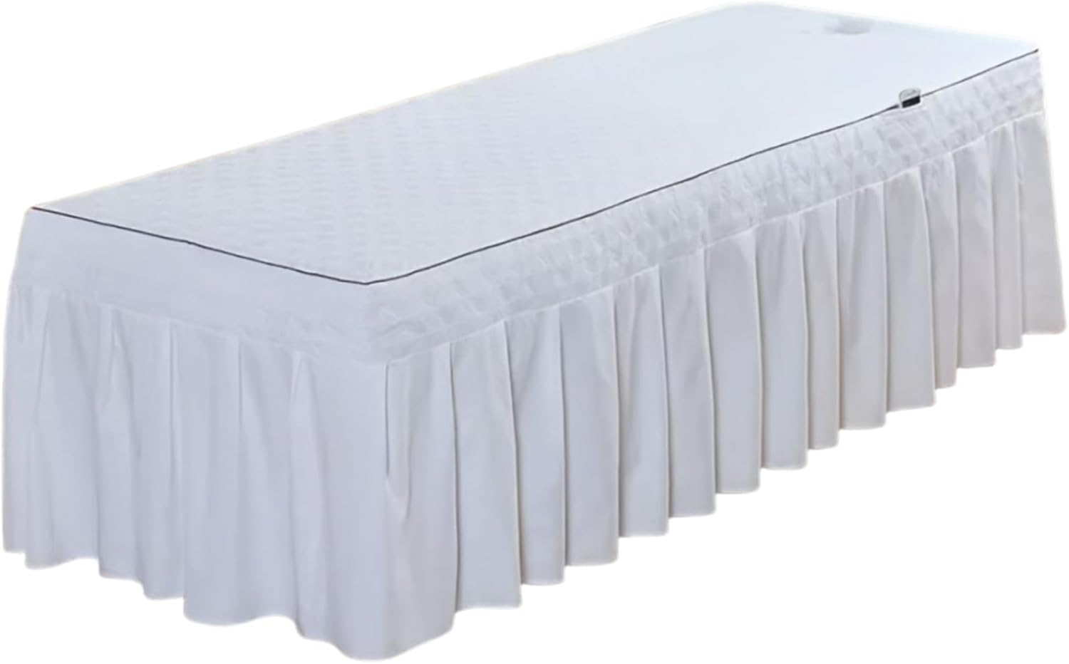 MWNAGO Massage Table Skirt with Hole,Quilted Pattern Massage Table Cover,Thickened Massage Linens, Massage Fitted Sheet, Massage Face Rest Cover with Hole, Sutiable for Beauty 75"X31.5" (White)