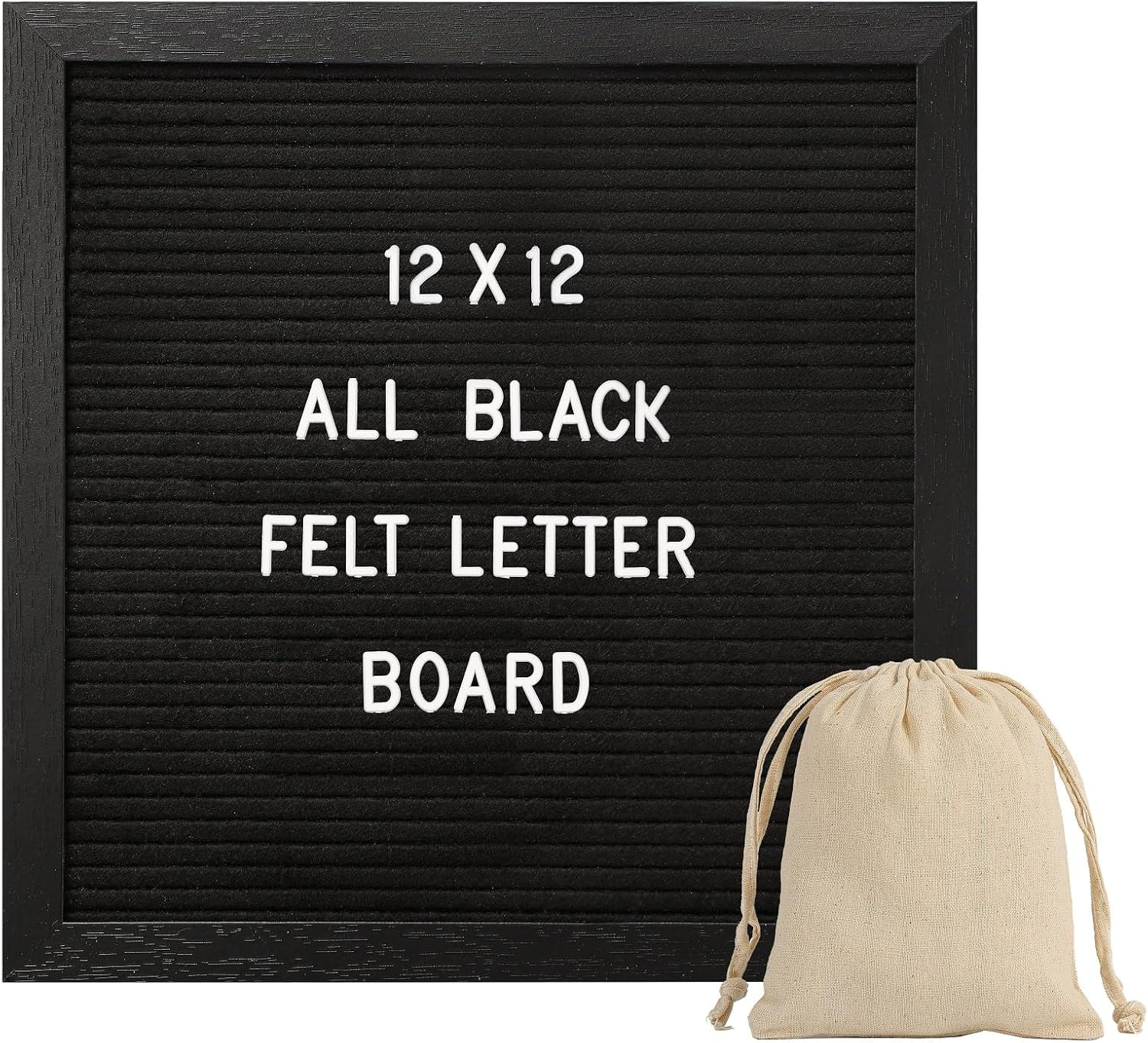 G GAMIT Black Felt Letter Board with 294 Changeable Letters&Numbers, 10&rdquo;X10&rdquo; Message Board Letter Sign Board in Black Frame with Stand and Canvas Bag for Announcement&Notification(Black)