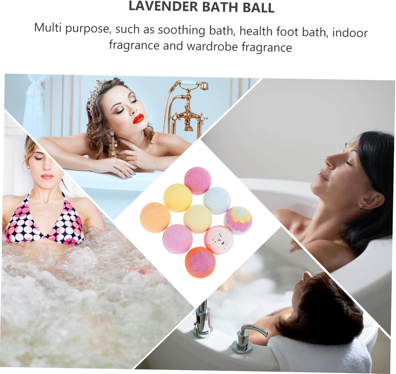 BATHVEVE 9Pcs Essential Oil Set 60G Fragrant Bubble Balls for Spa Relaxation Bath Accessories for Women and Boys and Girls image number 4