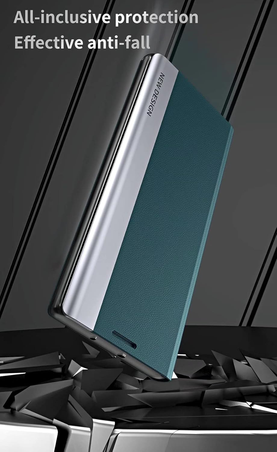 COQUE Case for Samsung Galaxy S24 Ultra Case, Magnetic Leather Case for Smartphones on the Right Side, Shockproof TPU Mobile Phone Case for Samsung Galaxy S24, Ultra Green