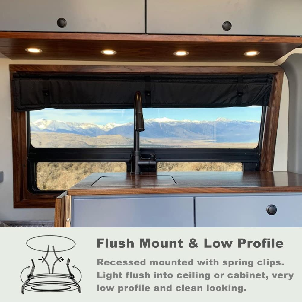 12V 3W RV Boat Ceiling Lights Recessed Cabinet Dome Lights Super Slim Downlights Suitable for Motorhome Sailboat Yacht Interior Lighting 4 Pack (4500K) - Natural Light image number 3