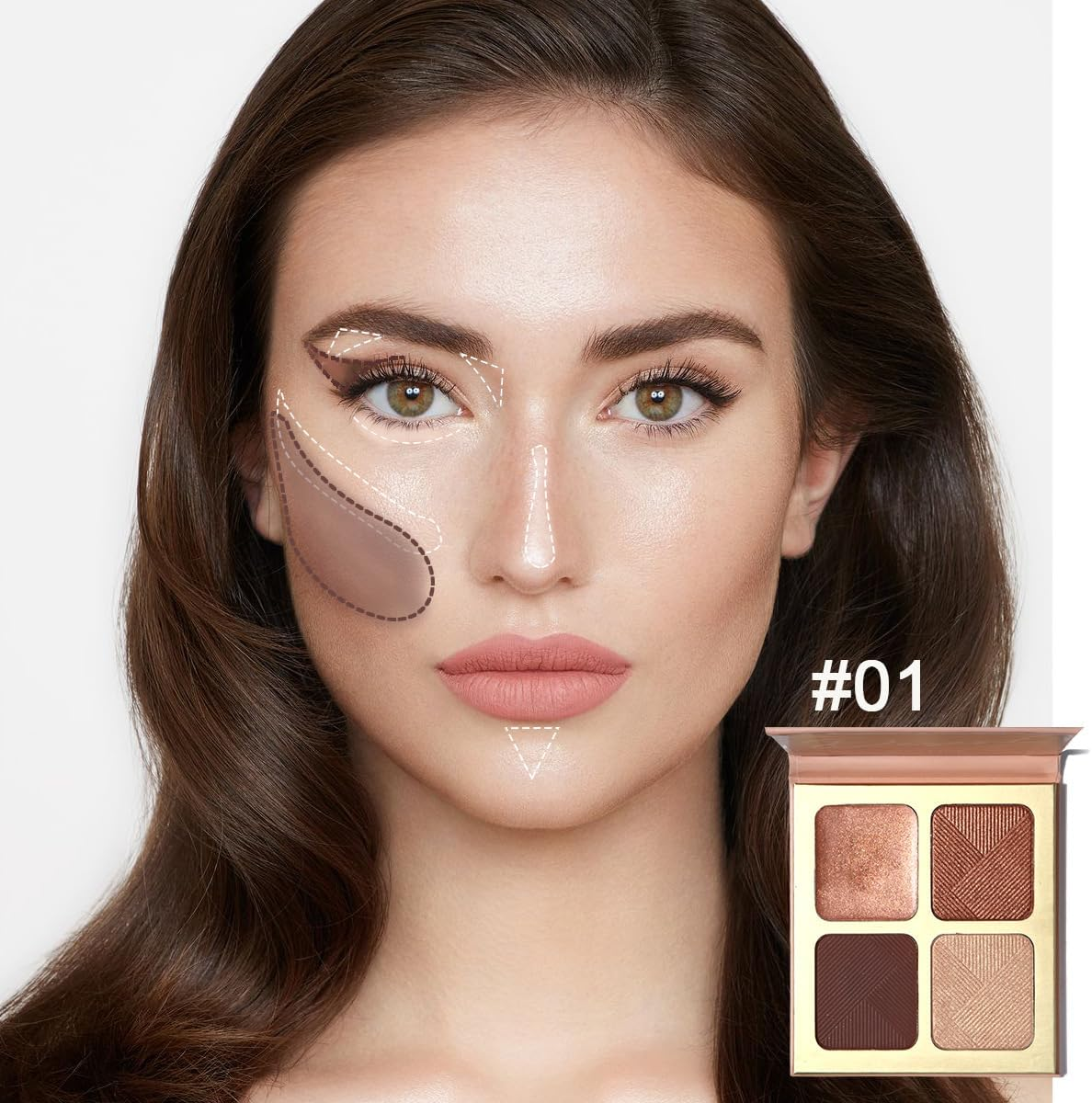 Maffick Highlight and Contour Palette: Nose, Face & Eye Shadow Compact for Sculpting, Illuminating, and Beautifying the Skin Tone (01) image number 1