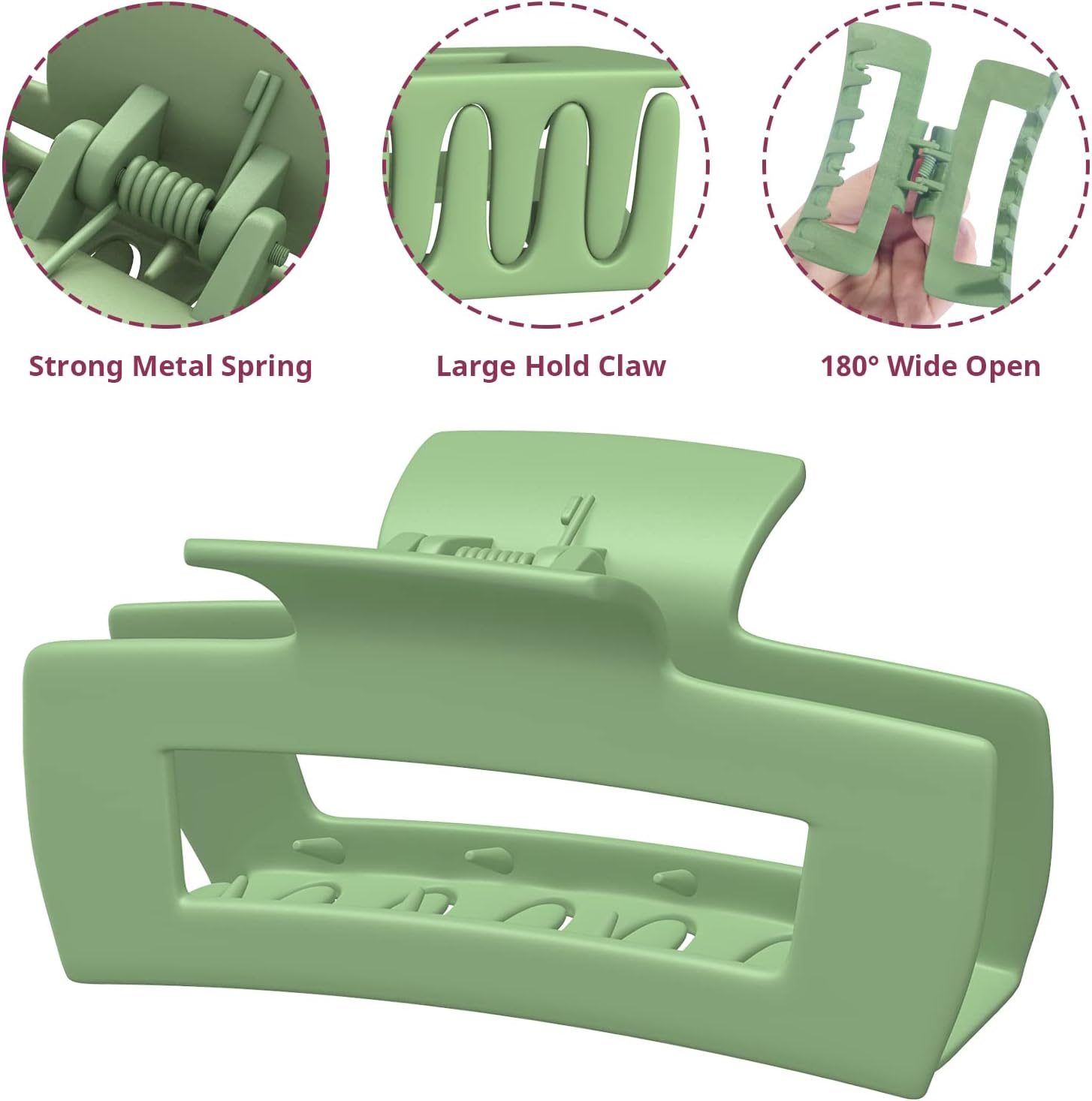 Vigorpace 12 Pack Large Hair Claw Clips for Women Thick Thin Long Hair, Square Hair Clips for Styling Accessories, Strong Hold Big Jaw Clips