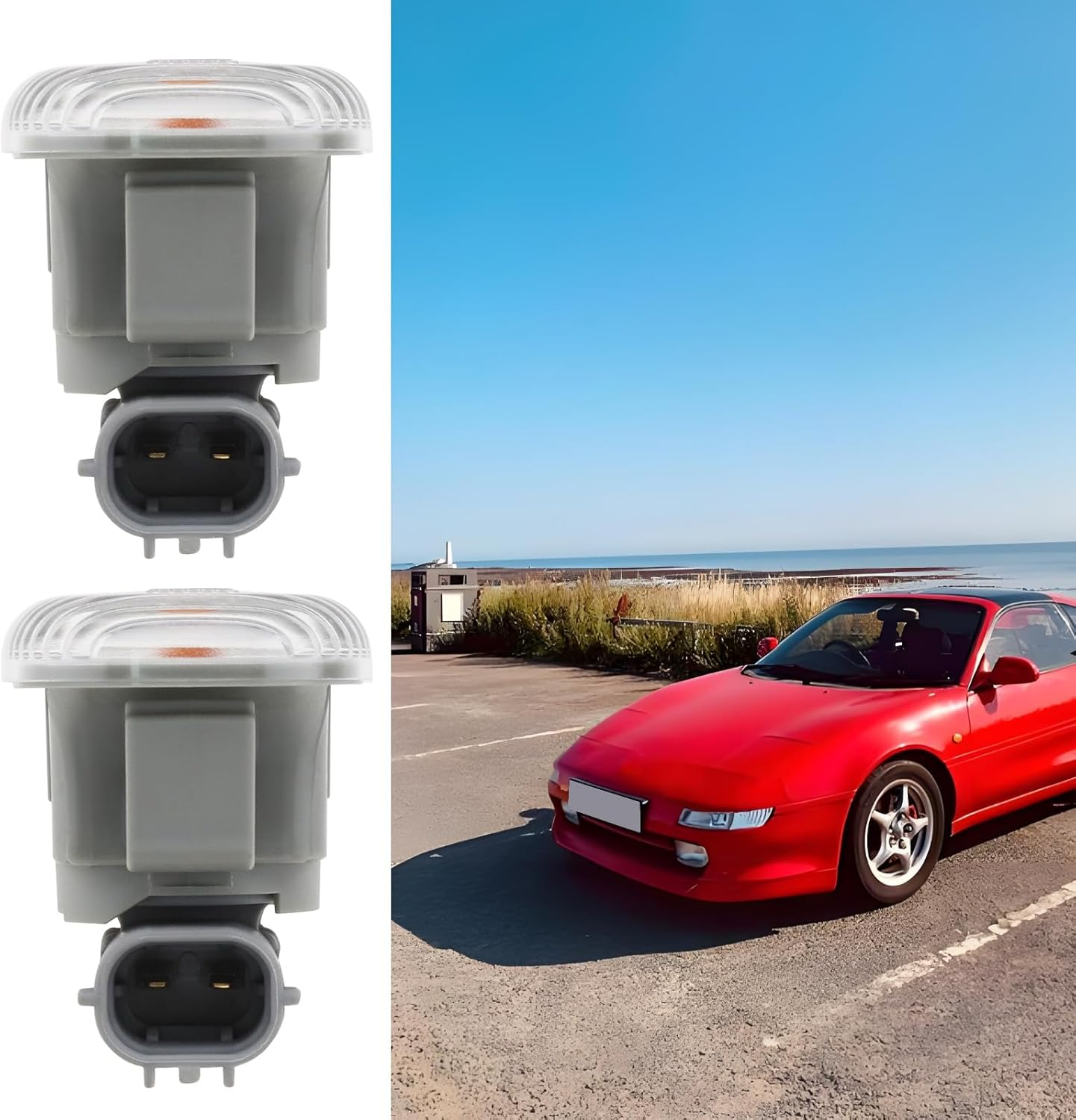 Emsea 2PCS Front Wing Side Indicator Turn Light Compatible with Toyota Corolla AVENSIS MR2 OE 81730-02022 81730-02023 81730-20220 56.1X35.8X46.4Mm Car Light image number 1