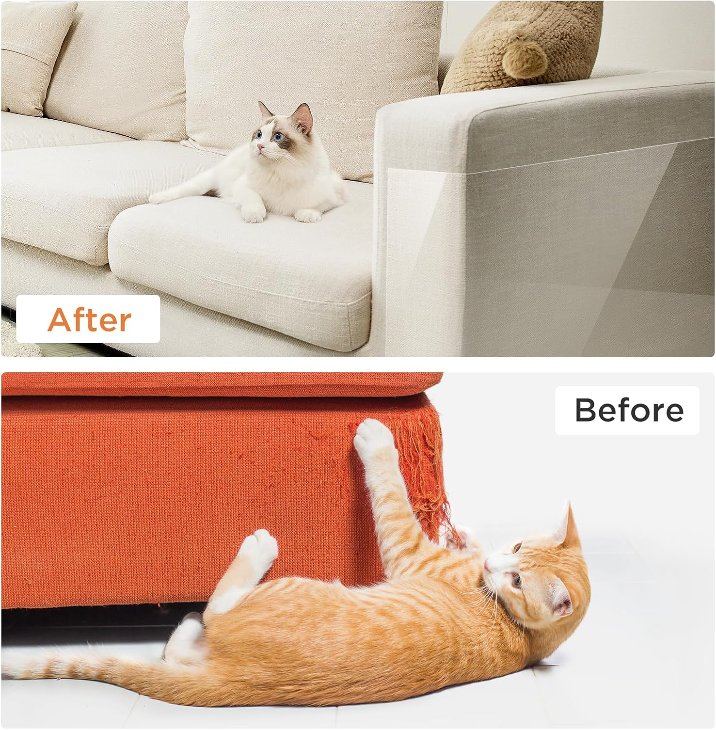 Aiqinu Scratch Protection Sofa Cat, 21 Cm X 3 M anti Scratch Film for Cats, Scratch Protection Door Dog, Furniture Protector for Furniture Couch Door Wall Scratch Repellent from Cats Dogs image number 2