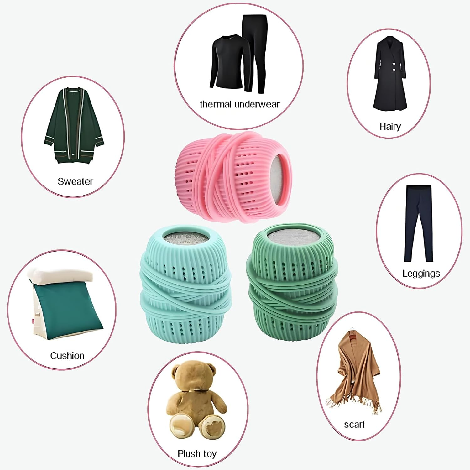 Checkzed Reusable Washing Machine Lint Remover Balls, Anti-Entanglement Laundry Balls,Hypoallergenic Eco-Friendly Washer Balls for Pet Hair and Lint Removal, Compact Cleaning Accessories (3 Colours) image number 3