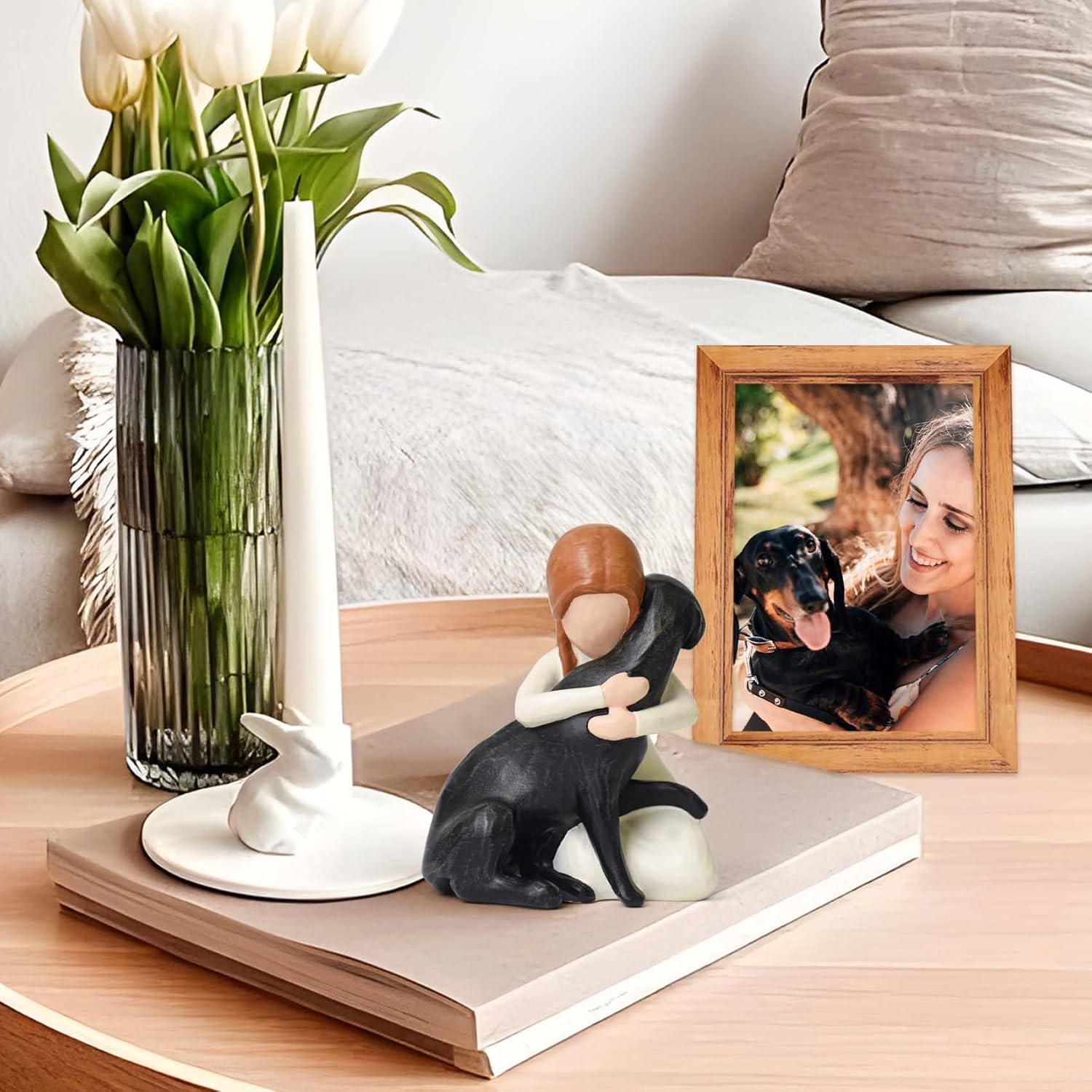 DUMING-IN Dog Memorial Gifts, Hand-Painted Dog Angel Figurines, Loss Sympathy Remembrance Gift, Dog Lovers Gifts for Men Women (Black) image number 2