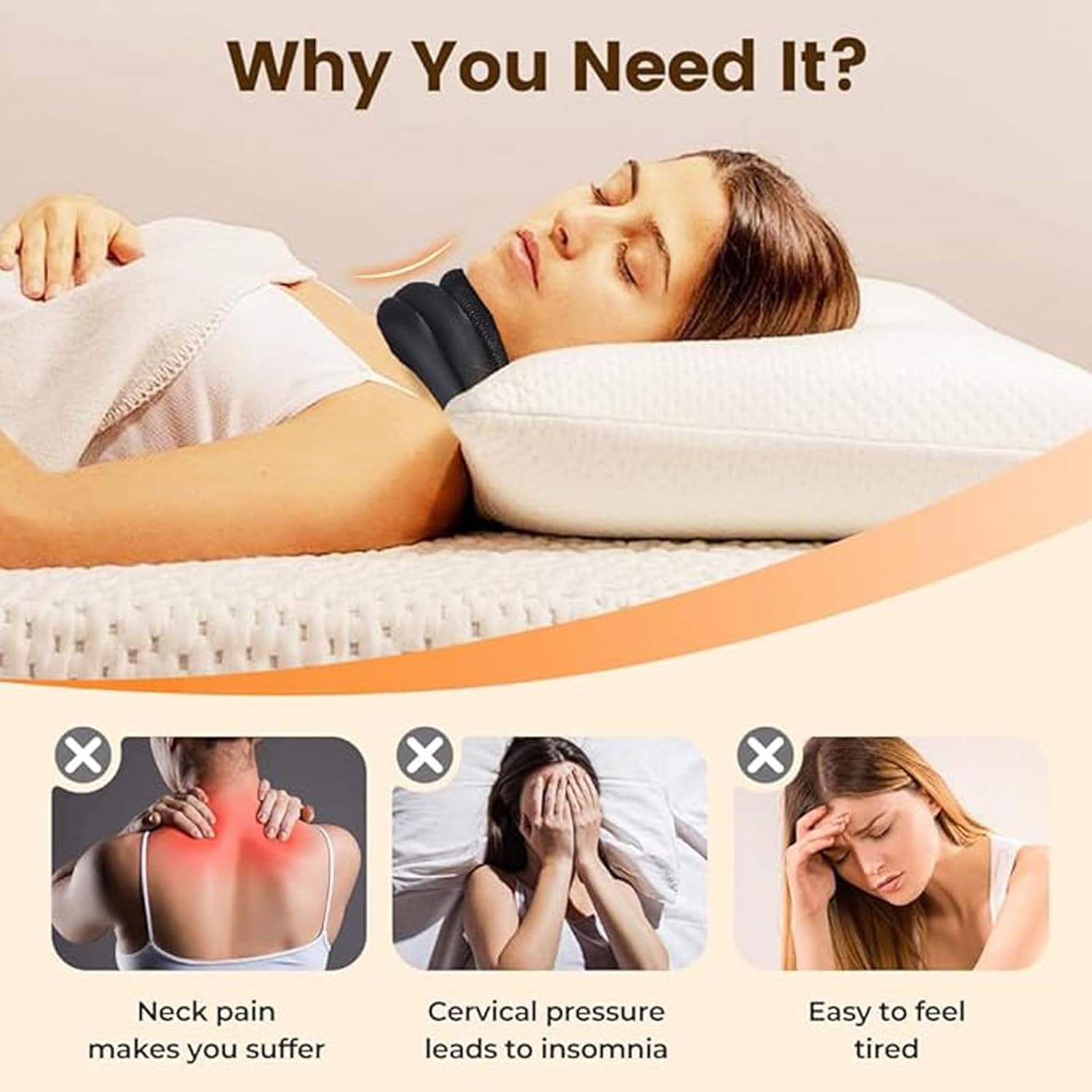 2025 New Type Neck Brace,Soft Foam Neck Collar for Sleep,Neck Pain Relief and Support, Relieves Pressure in Spine for Women Men (Large,42Cm)