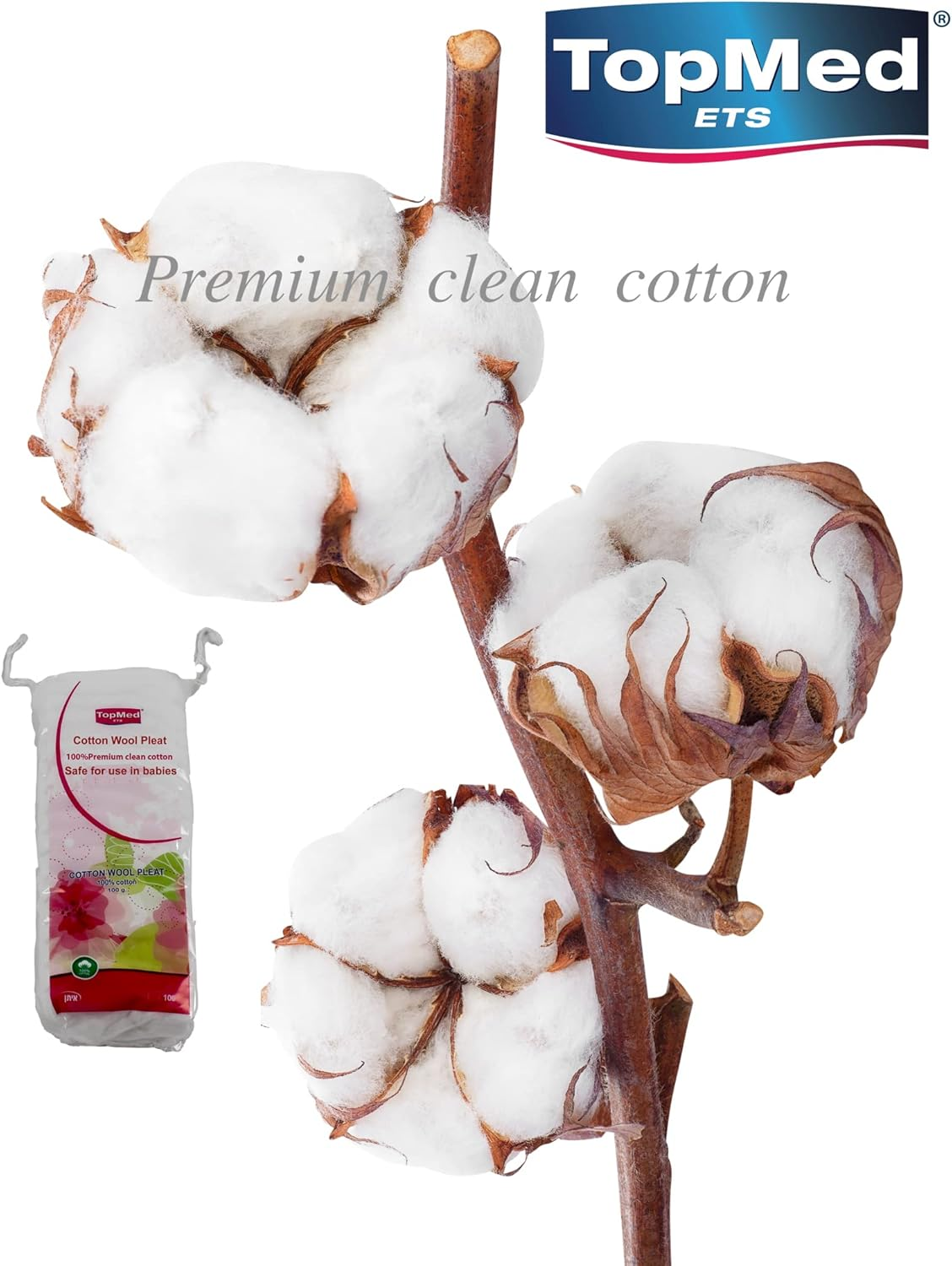 2 X Top Med Cotton Wool Pleat 100G Pure Cotton. 2 PCS image number 2