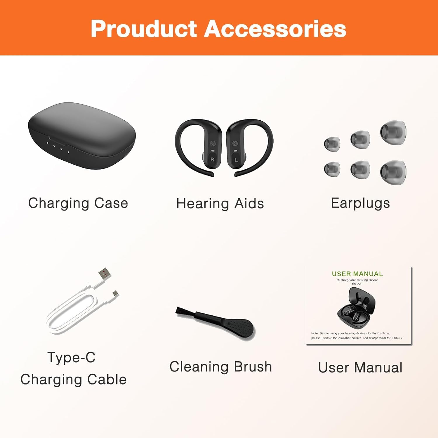 Rechargeable BTE Hearing Aids for Seniors and Adults, Standard Black Model for Severe Hearing Loss with Noise Cancellation and 5 Adjustable Volume Levels, Black Standard Version image number 4
