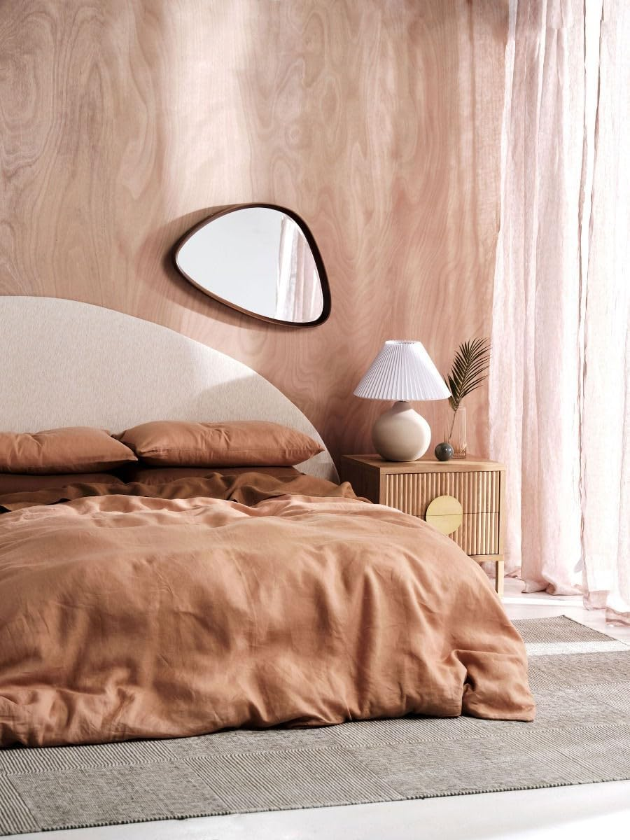 Linen House Nimes Quilt Cover Set, Clay, Queen Bed image number 1