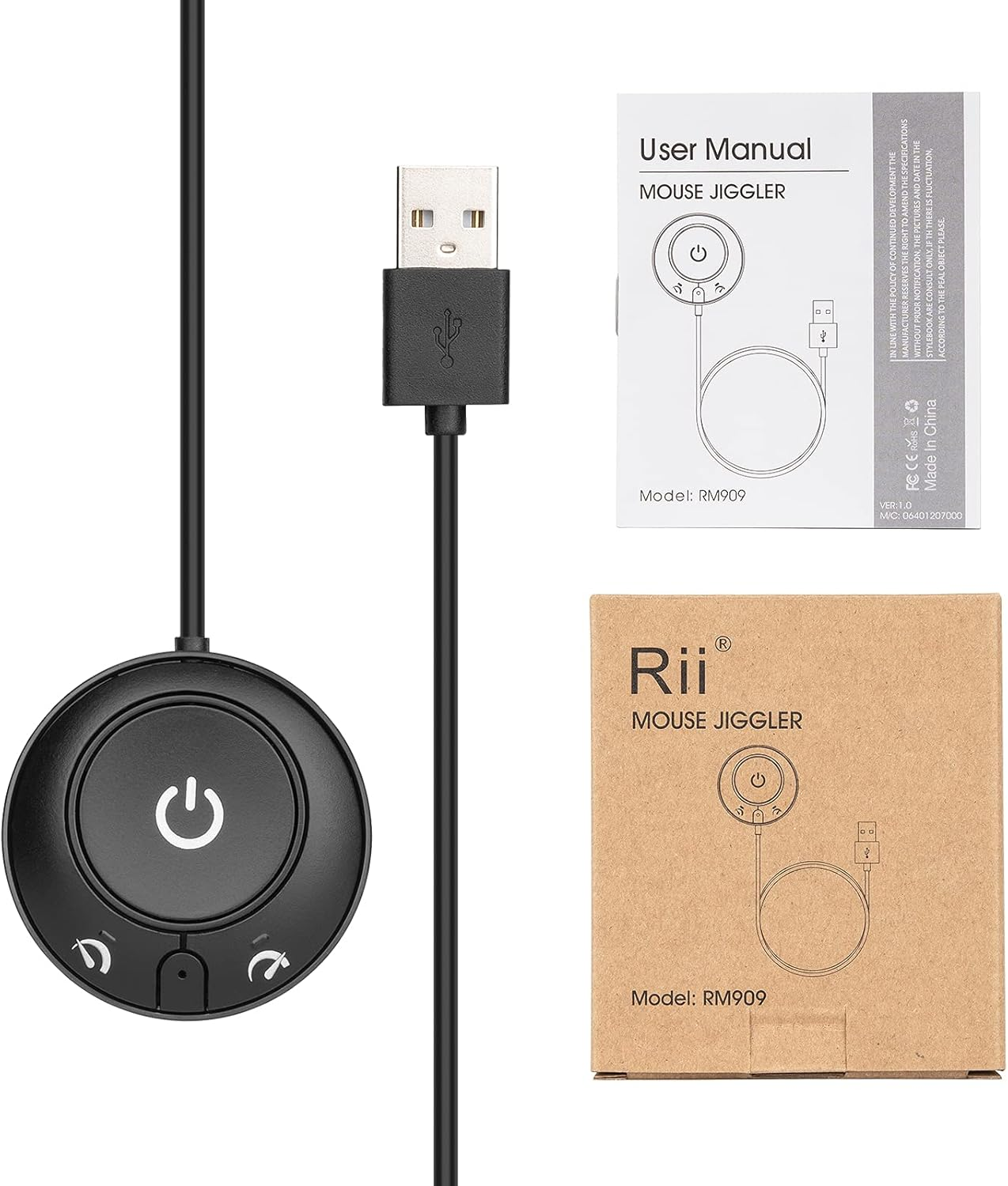 Rii Mouse Jiggler Non-Detectable, USB Mouse Jiggler with On/Off Switch, Driver-Free Computer Mouse Mover, Choice of Two Speeds - Black image number 2