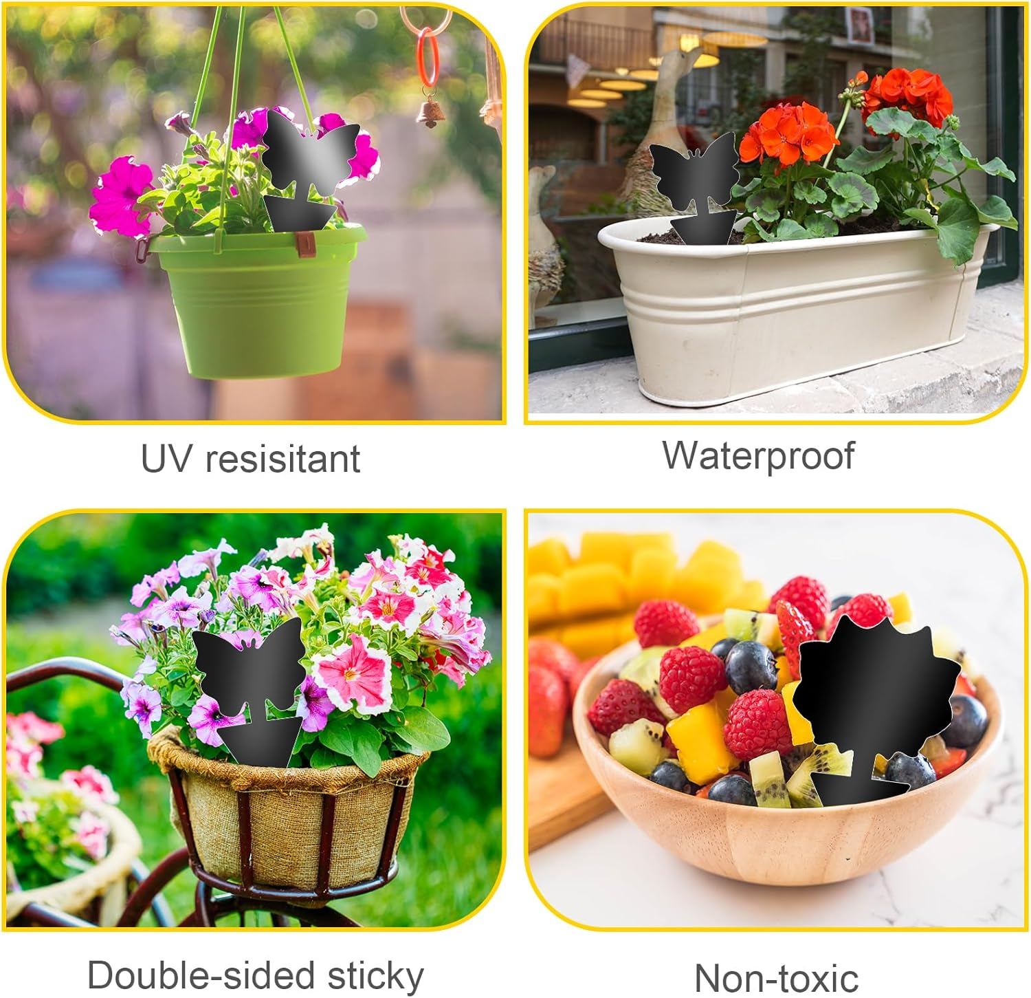 Fruit Fly Traps, 60 Pack Black Sticky Traps, Fungus Gnat Traps, Plant Fly Stickers for Indoor and Outdoor Use Protect the Plant image number 5