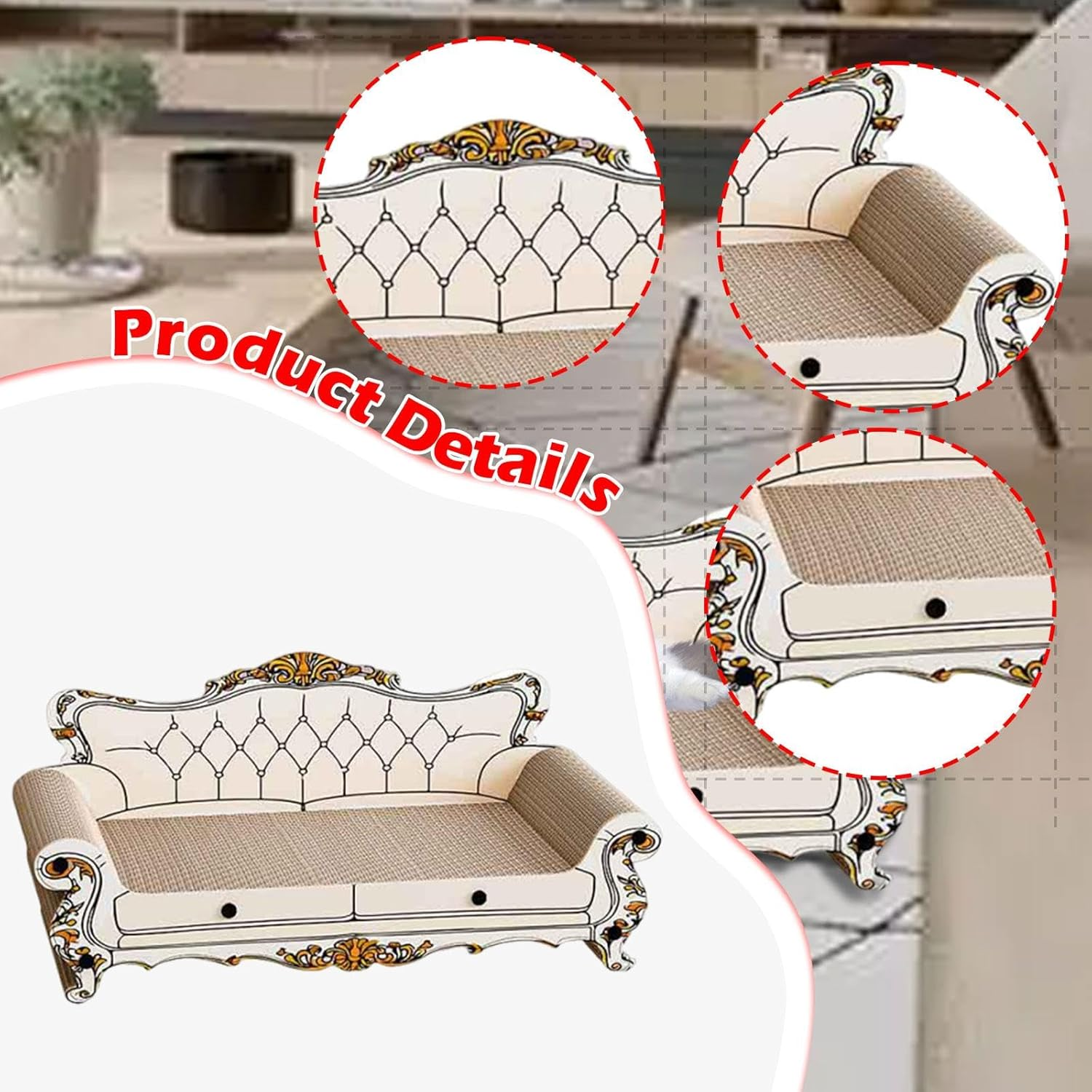 Yajuyi Cat Scratching Sofa Bed, Interactive Pet Toy, Chaise Lounge Sofa for Cats, Style A - Style B image number 7