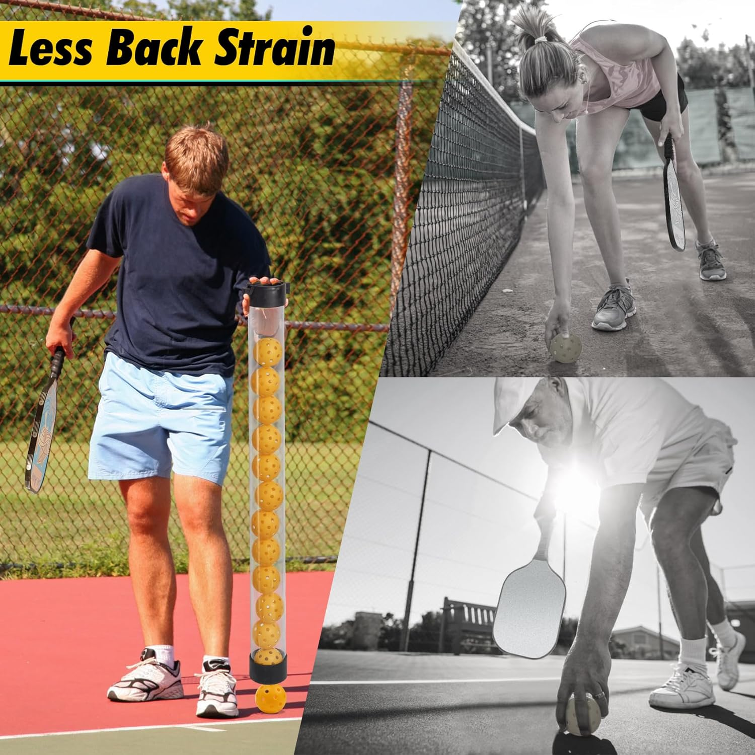 Pickleball Picker Upper Holds 14 Balls, Pickleball Ball Picker Hopper Tube, Pickleball Pickup Tube - Lightweight Pickleball Retriever Collector with Shoulder Strap image number 4