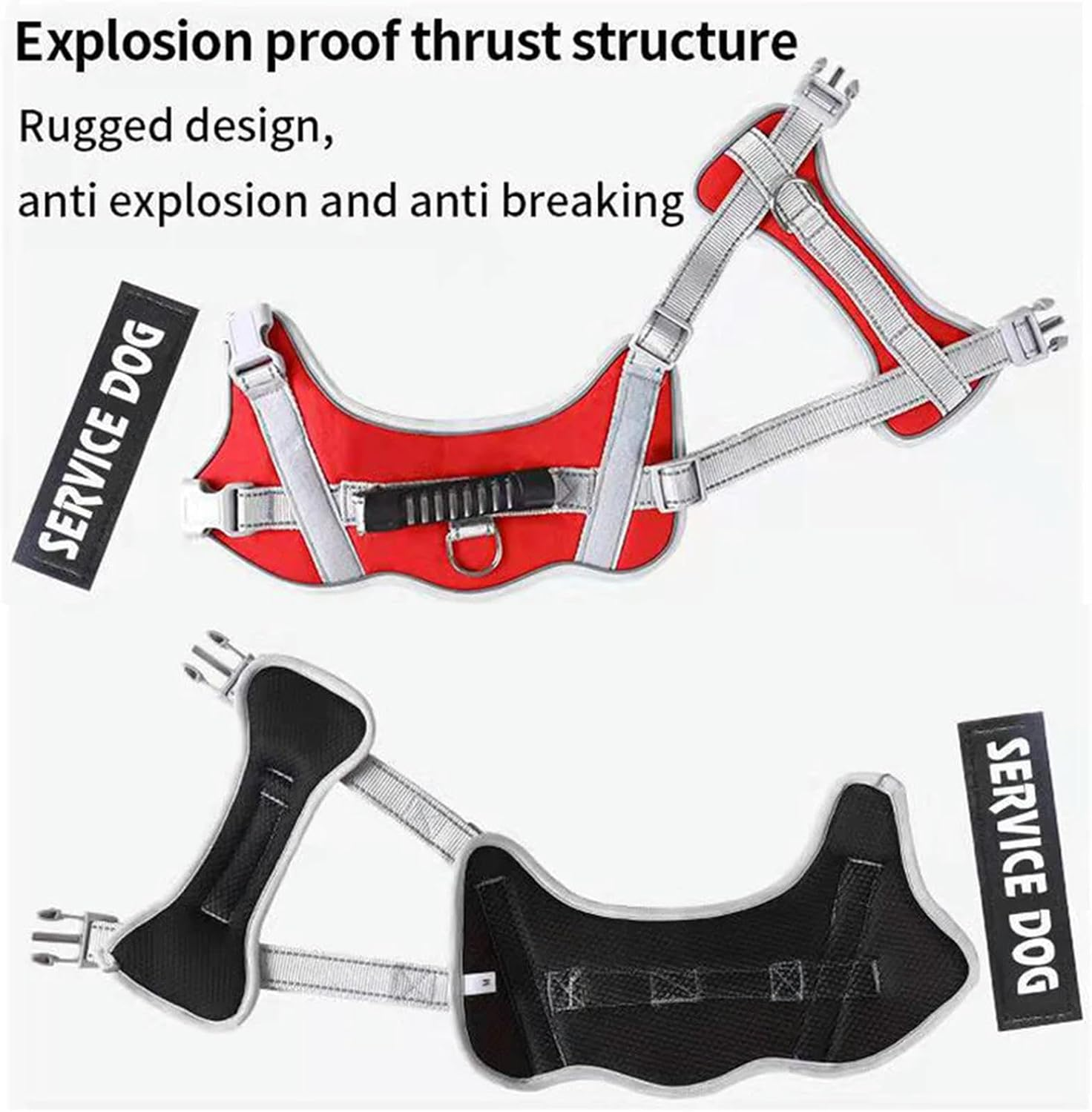 UOSIA No Pull Tactical Dog Harness Service Dog Vest Adjustable Military Dog Vest Harness with Rubber Handle Easy Control Pet Vest for Small Medium Large Dogs image number 7