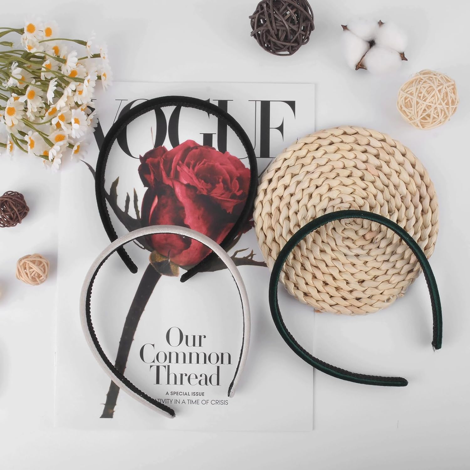 AYNKH 3 Pieces Velvet Headbands, Velvet Headbands, Korean Autumn and Winter, Suitable for All Kinds of Hairstyles, Suitable for Sports, Travel, Party, Daily Wear image number 2