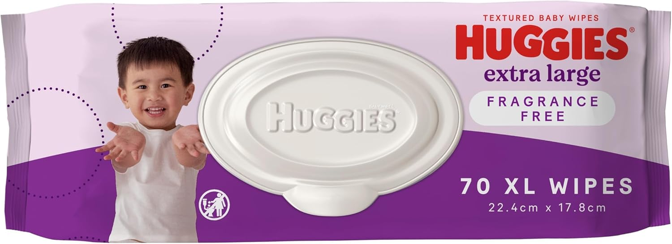 HUGGIES Baby Wipes Extra Large Textured Fragrance Free 280 Count (4 X 70 Pack) - Packaging May Vary