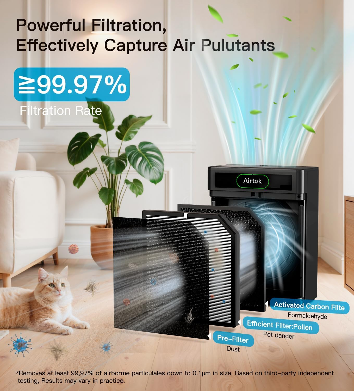 Air Purifiers for Home Large Room up to 1848Sq.Ft, Airtok Air Purifier for Home Pets with Washable Filter, Air Quality Sensor 20Db Sleep Mode Air Cleaner for Bedroom with Fragrance, Pets Hair Odor image number 1