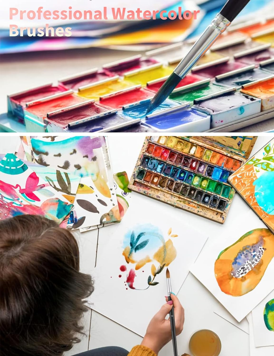 9 PCS Professional Watercolor Detail Paint Brushes, round Pointed Tip Paint Brushes Perfect for Watercolors Acrylics Inks Gouache Oil and Tempera Paint by Numbers, Art Supplies for Painting (Spike) image number 3