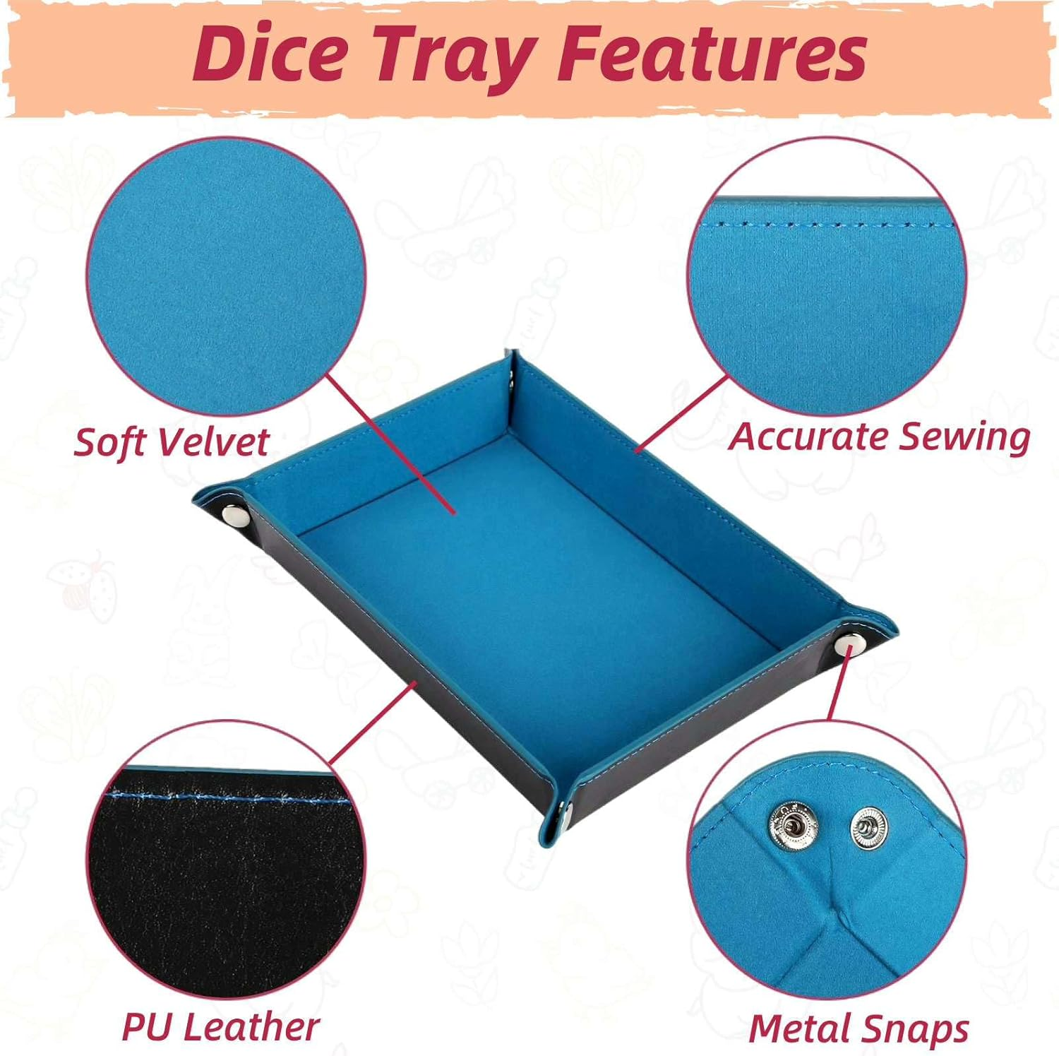DND Dice Tray Rectangle Portable Folding Dice Rolling Tray for Dungeons and Dragons MTG RPG Role Playing Table Games and Dice Games (Brown) image number 5
