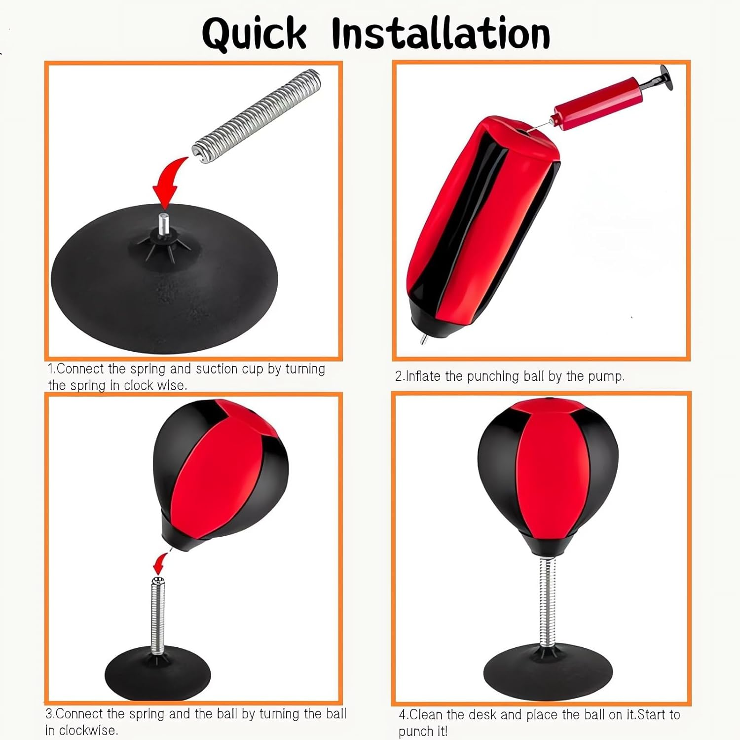 Desktop Boxing Punching Bag,Boxing Bag with Strong Suction Cup,Gift Idea for Stress Relief, Funny Toys for Kids Coworkers and Friends（Black+Red） image number 3