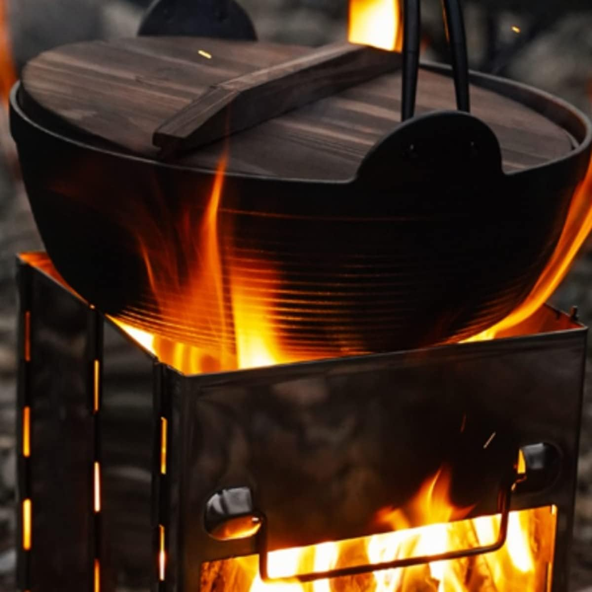 Portable Outdoor Cooking Stove, Grill & Fire Pit - Wood, Twig, Charcoal, Alcohol - Cast Iron - Camp Stove