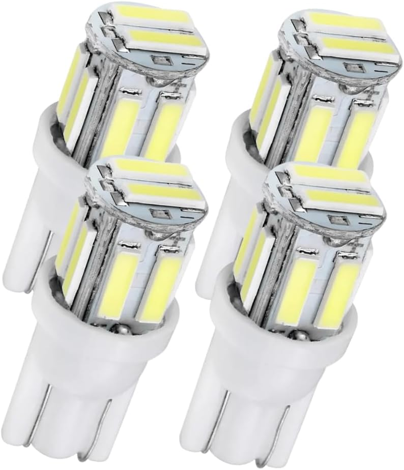 T10 LED Car Bulbs &ndash; 4 Pack Super Bright 10-SMD 7020 Wedge &ndash; 6000K White Interior Dome, Map, License Plate Lights &ndash; W5W Plug & Play Replacement [Fits 194/168/2825] image number 5