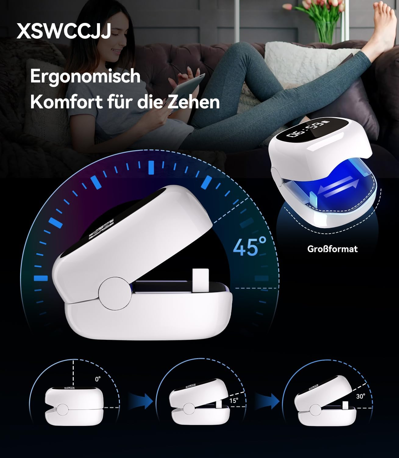 6.0 Upgrade Nail Fungus Laser Device, Upgrade 4 X Blue & 2 X Infrared Light, Elimination of 99.96 Percent, with Time Display, Nail Fungus Laser Device, Antifungal Device, Suitable for Both Feet image number 2