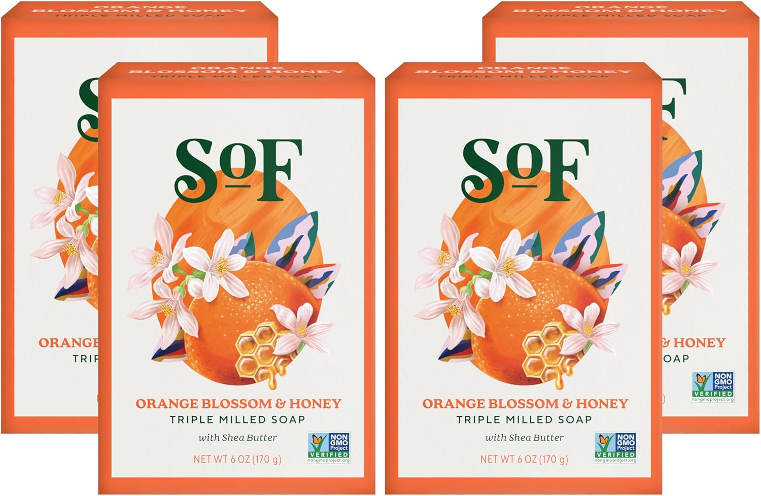 South of France Bar Soap - Orange Blossom Honey - Natural Body Care - 6 Oz (Pack of 4) image number 1