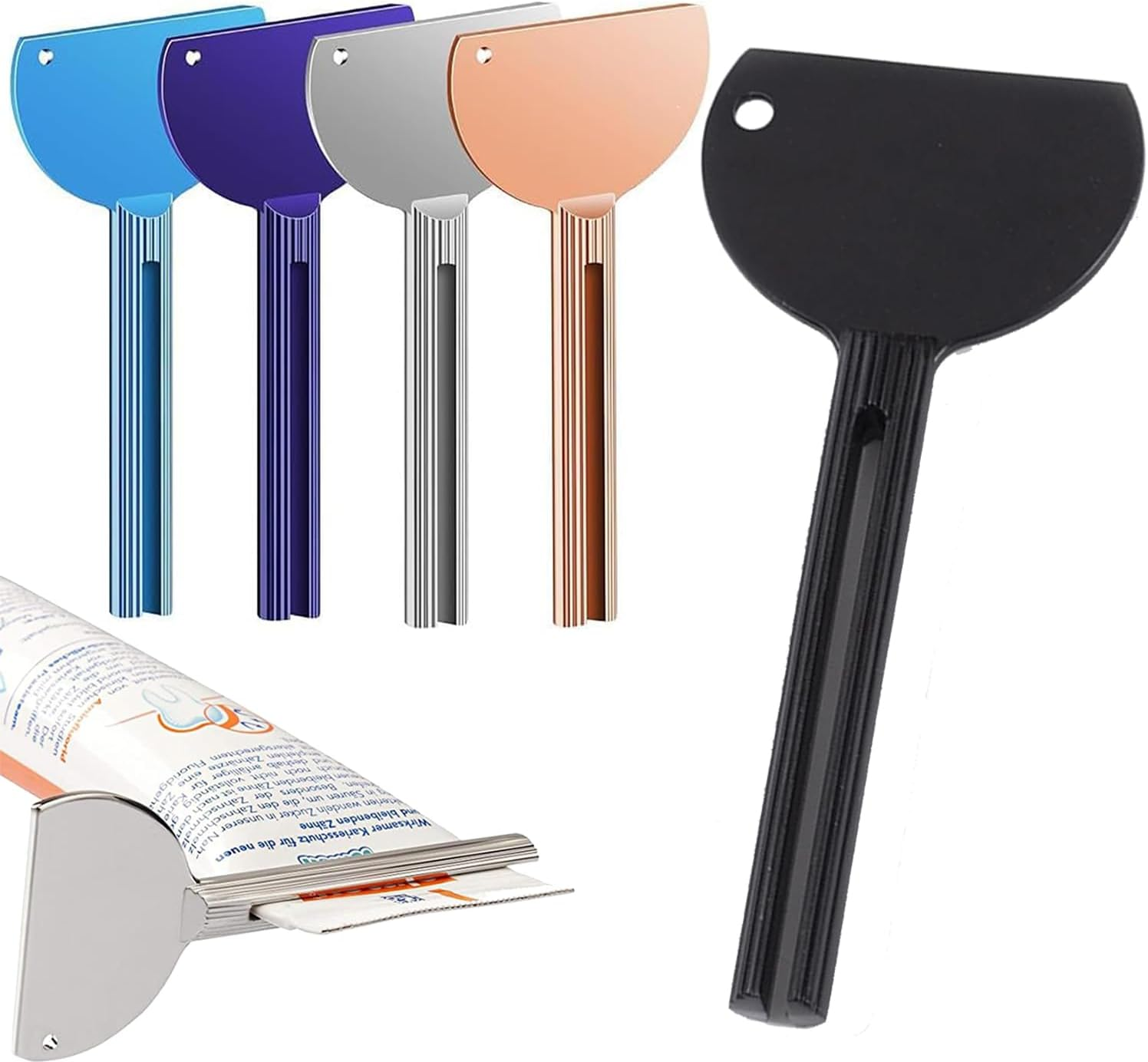 5Pcs Toothpaste Tube Squeezers, Metal Tube Presser Tube Roller Tube Wringer Key Dispenser Roller, Tube Wringer Keys, Key Roller Dispenser Wringer Tools for Hair Color, Cosmetics, Paint Tube image number 1