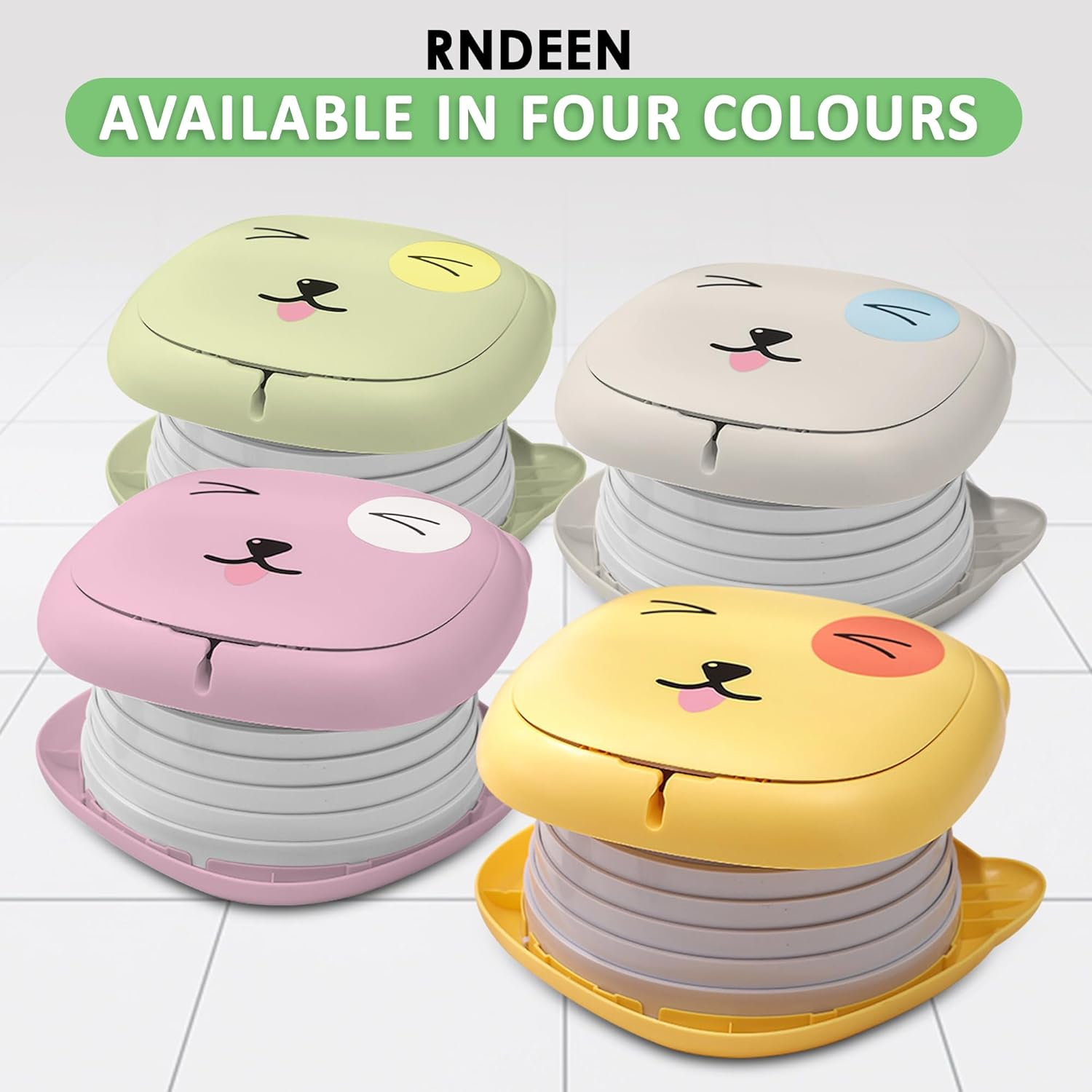 Rndeen Portable Travel Potty for Baby & Toddlers (0-4 Years)-Foldable,Comfortable Emergency Toilet Seat with Storage Bag,Convenient to Keep Clean & Carry&ndash;Ideal for Car,Camping,Park & Travel (Yellow) - Pink image number 5