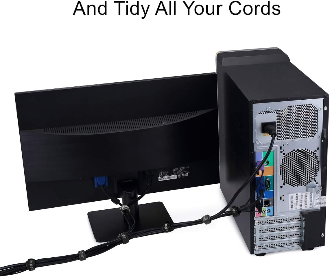 Reusable Cable Ties, Trilancer Cord Wraps, Adjustable Strap Fastener, Cable Organizer, Fastening Hook and Loop, 8 Inches, 50 PCS (Black) image number 3