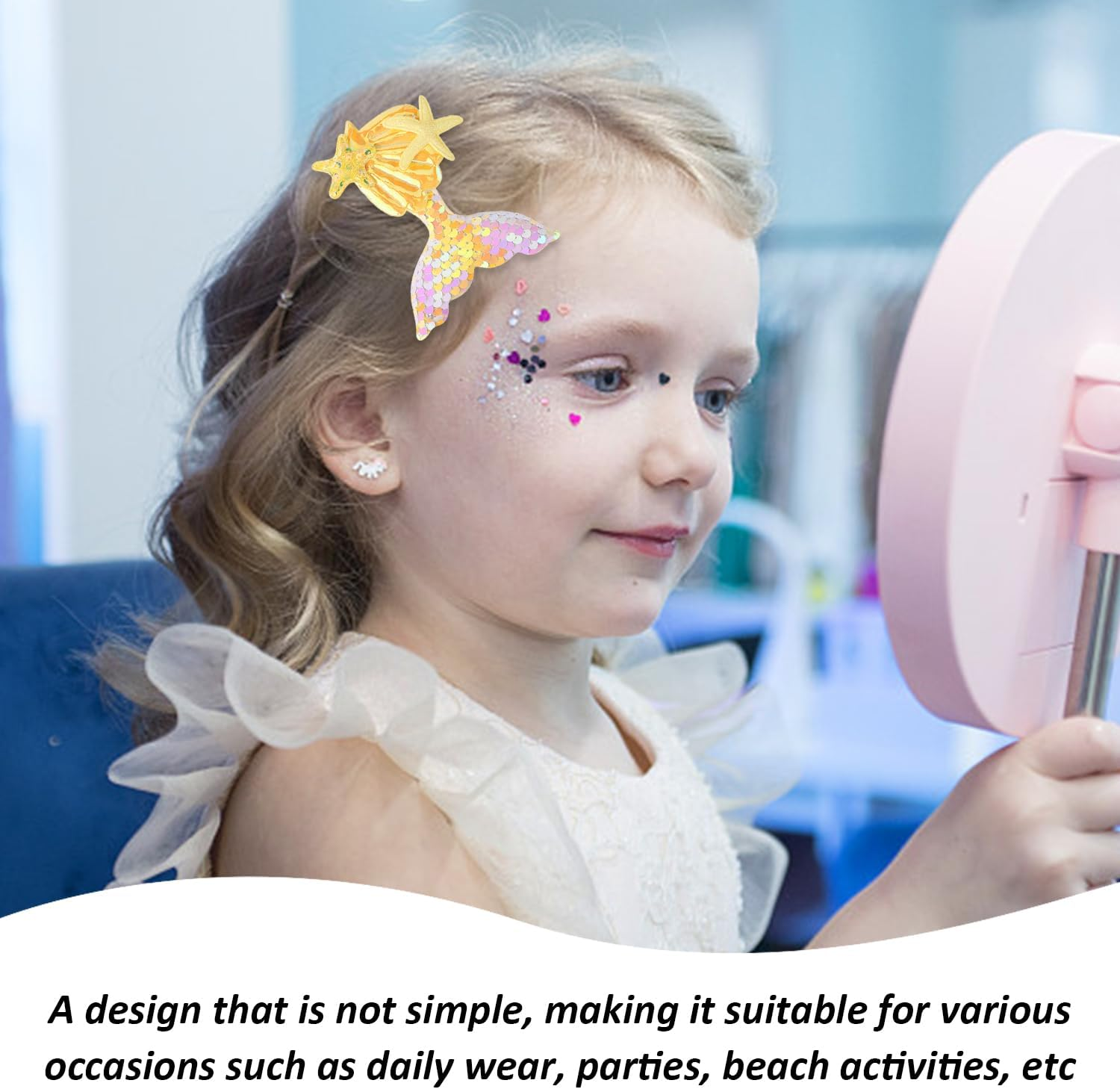 7 Pieces Colourful Fishtail Sequins Hairpin, Simple and Sweet, Fashionable Headpiece for Girls, Creative Beach Shiny Hairpin, Hairstyle Decoration image number 1